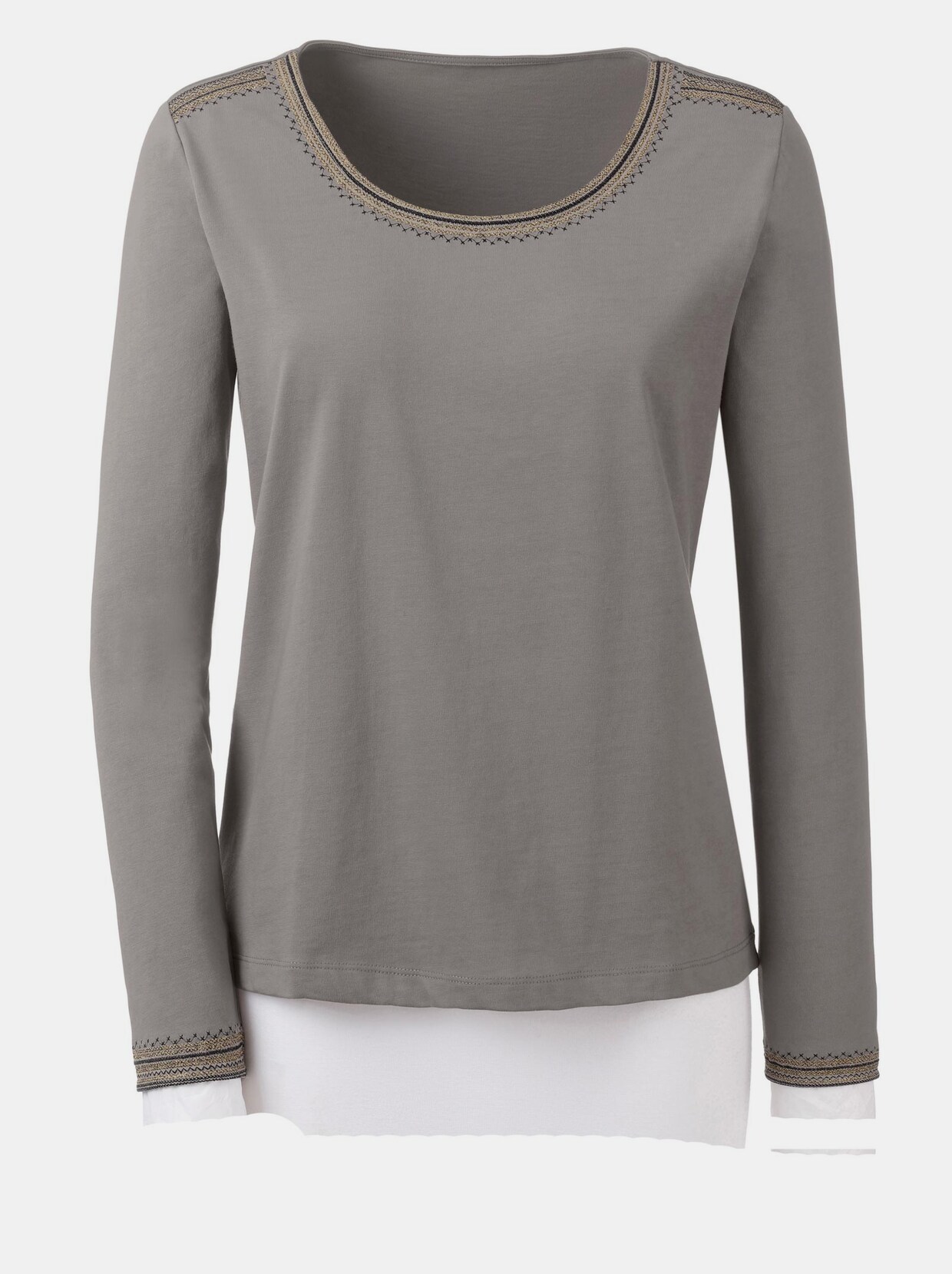 Shirt met ronde hals - taupe
