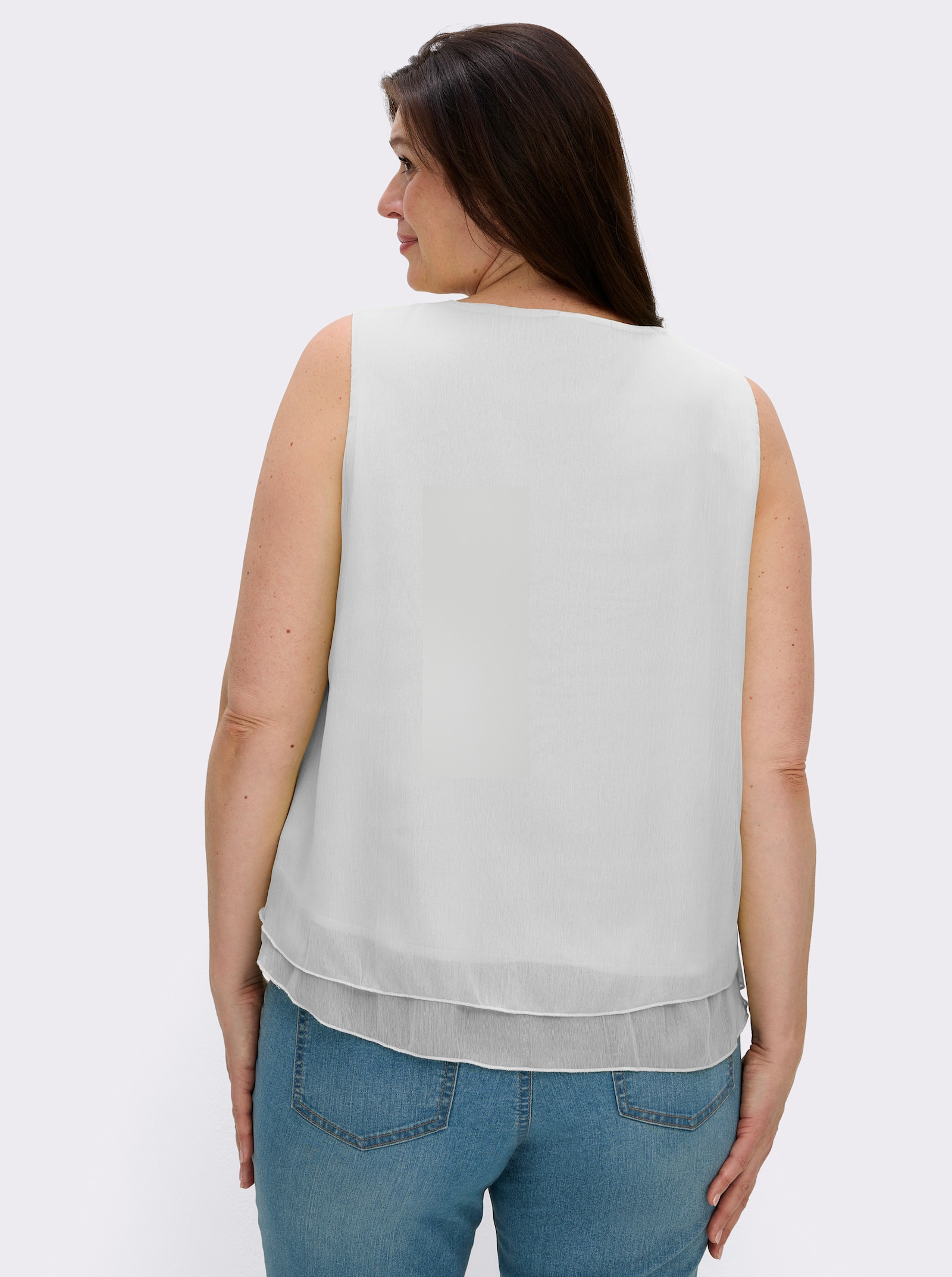 Blusentop in Crêpe-Qualität - wollweiß