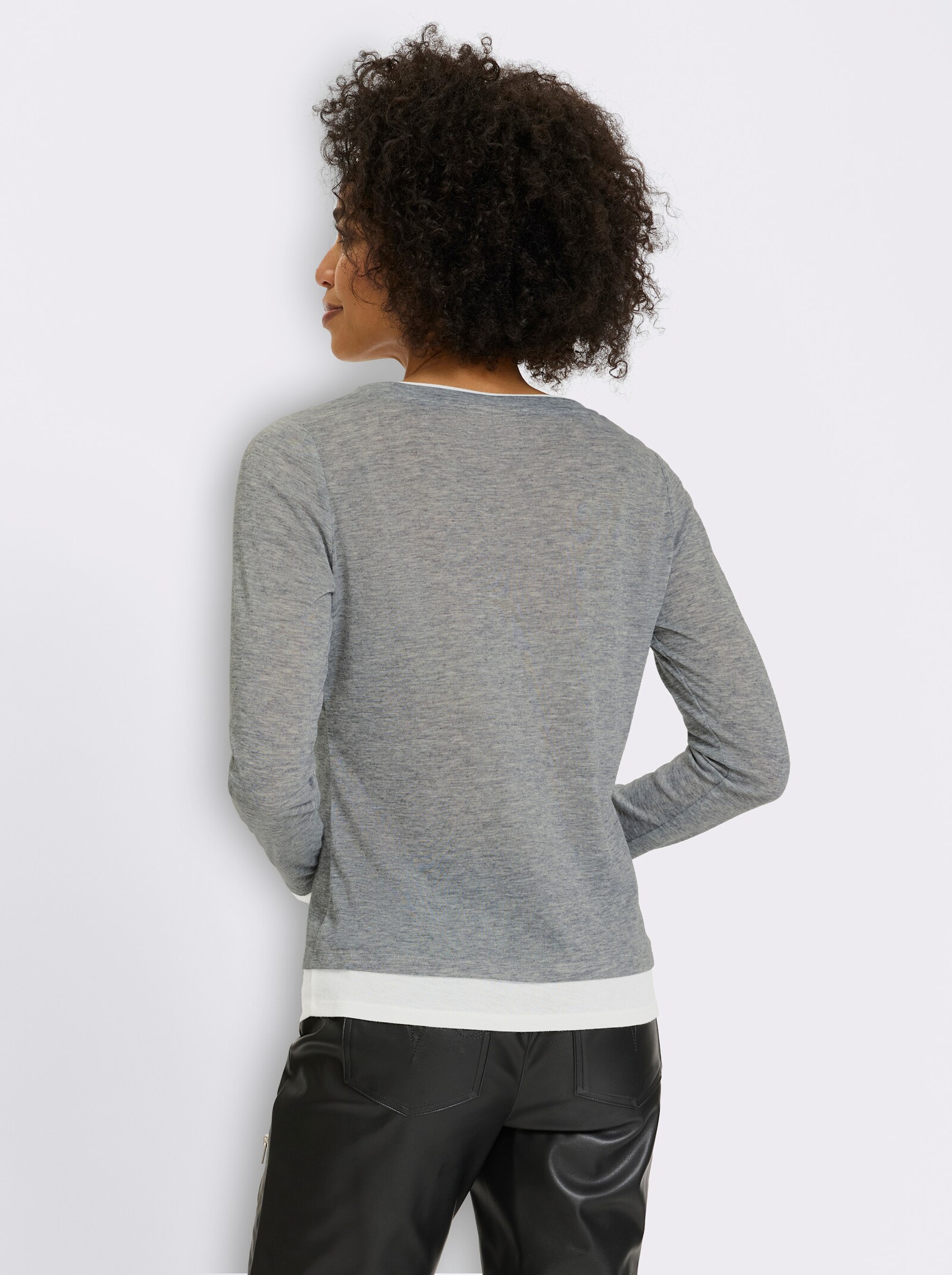 heine 2-in-1-shirt met lange mouwen en contrastkleurige boorden - grijs gemêleerd