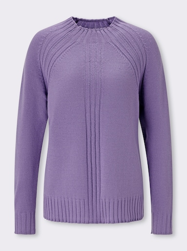 Langarm-Pullover mit Rippeinsätzen - lavendel