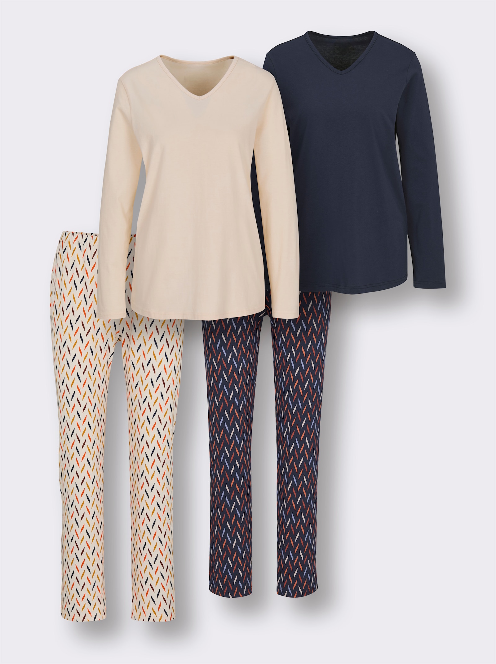 wäschepur Schlafanzüge im 2er-Pack - marine + elfenbein