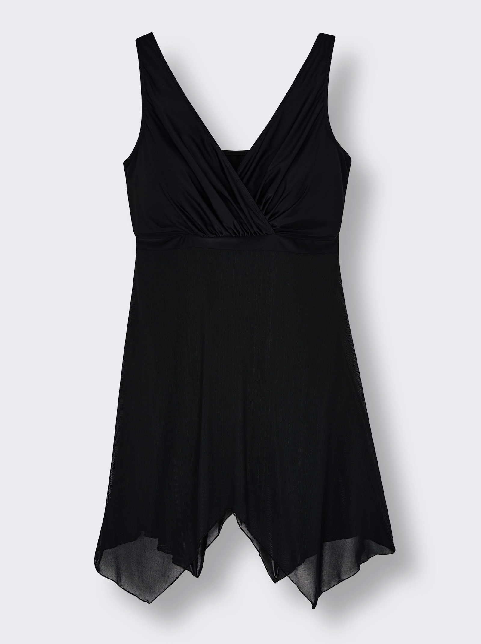 sheego Badekleid mit Mesh-Rock und Shaping-Effekt - schwarz
