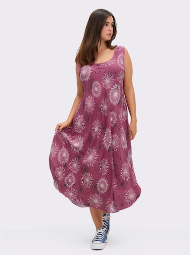 Druckkleid mit Blüten-Muster, figurumspielend - beere-graphit-bedruckt