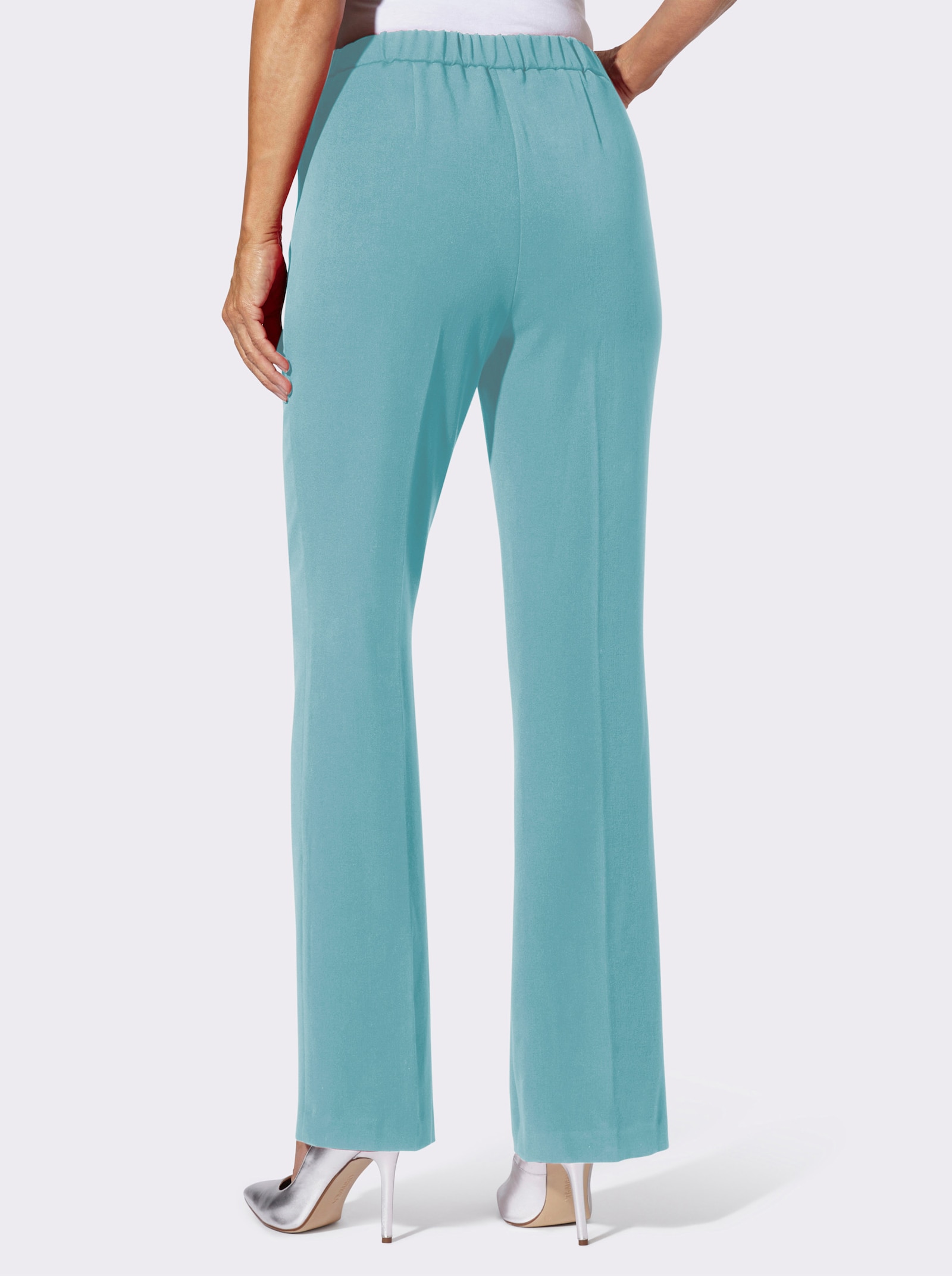 Oblekové kalhoty s elastickým pasem - oceánově modrá