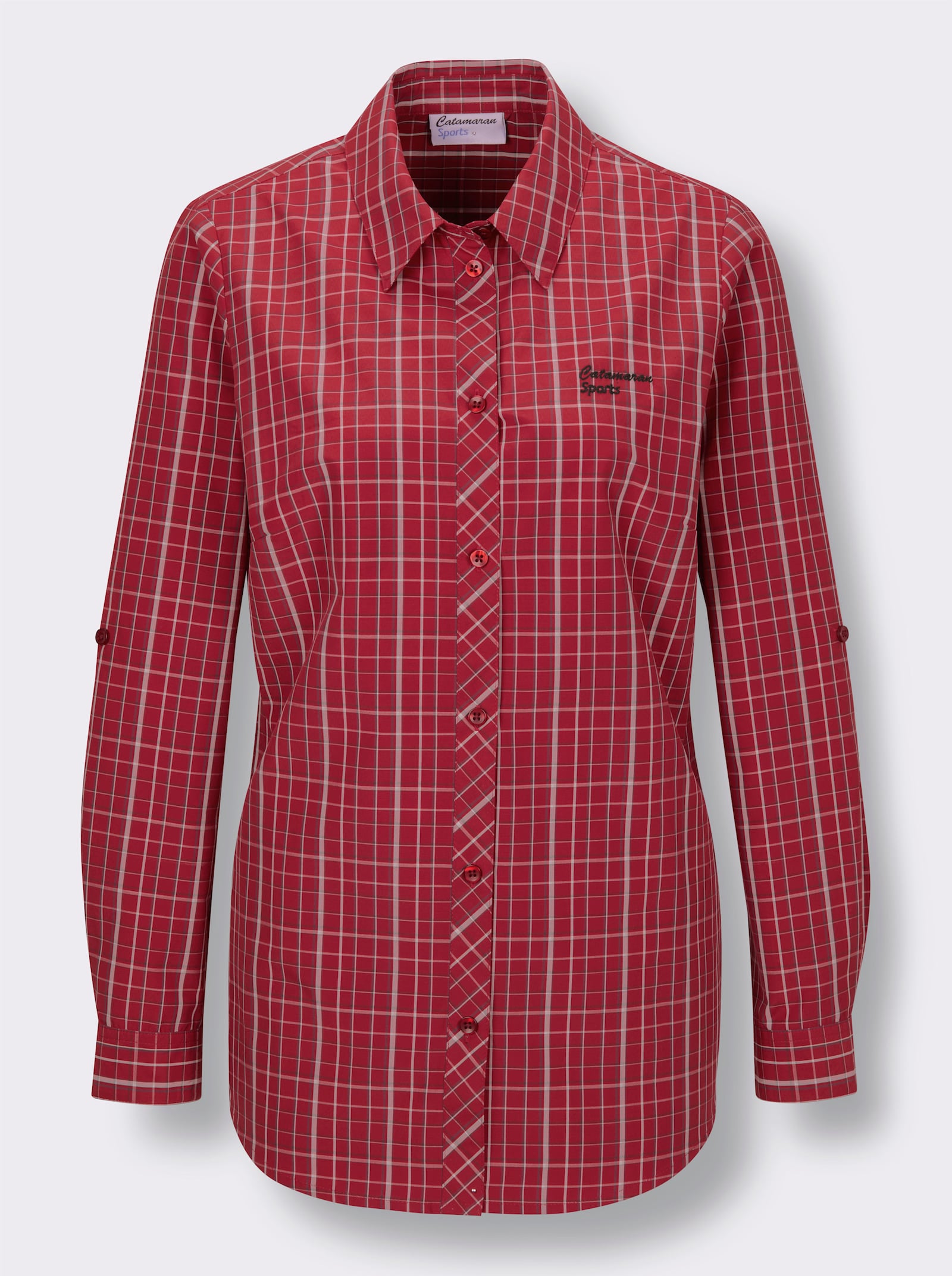 Catamaran Sports Funktionsbluse mit Krempelärmel - rot-kariert