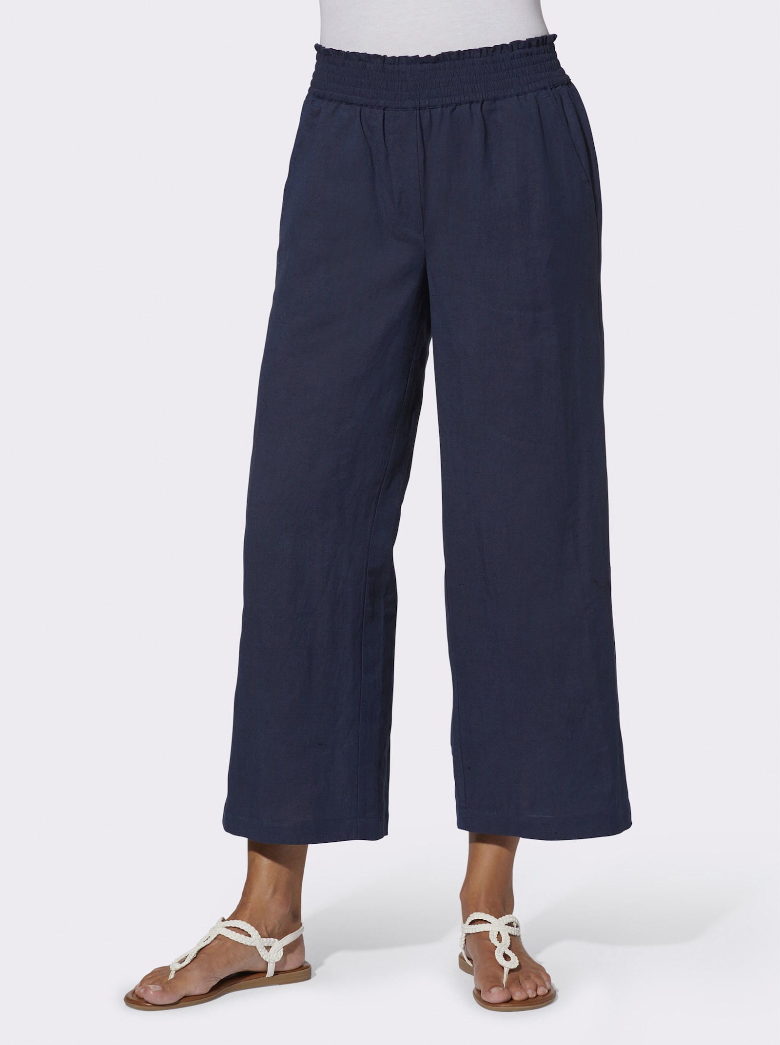 Culotte mit Leinen-Anteil - marine
