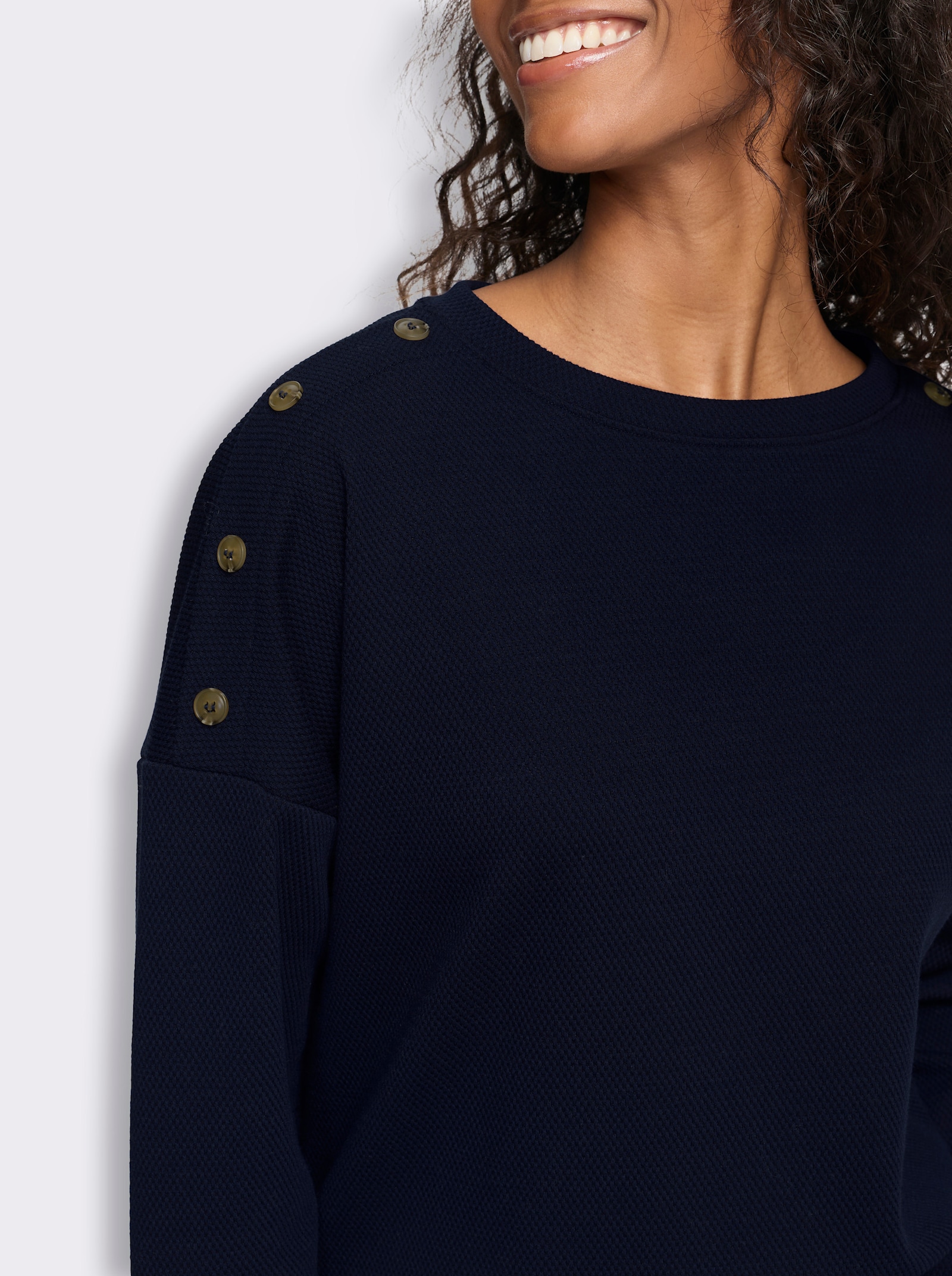 heine Langarmshirt mit Waffelstruktur - marine