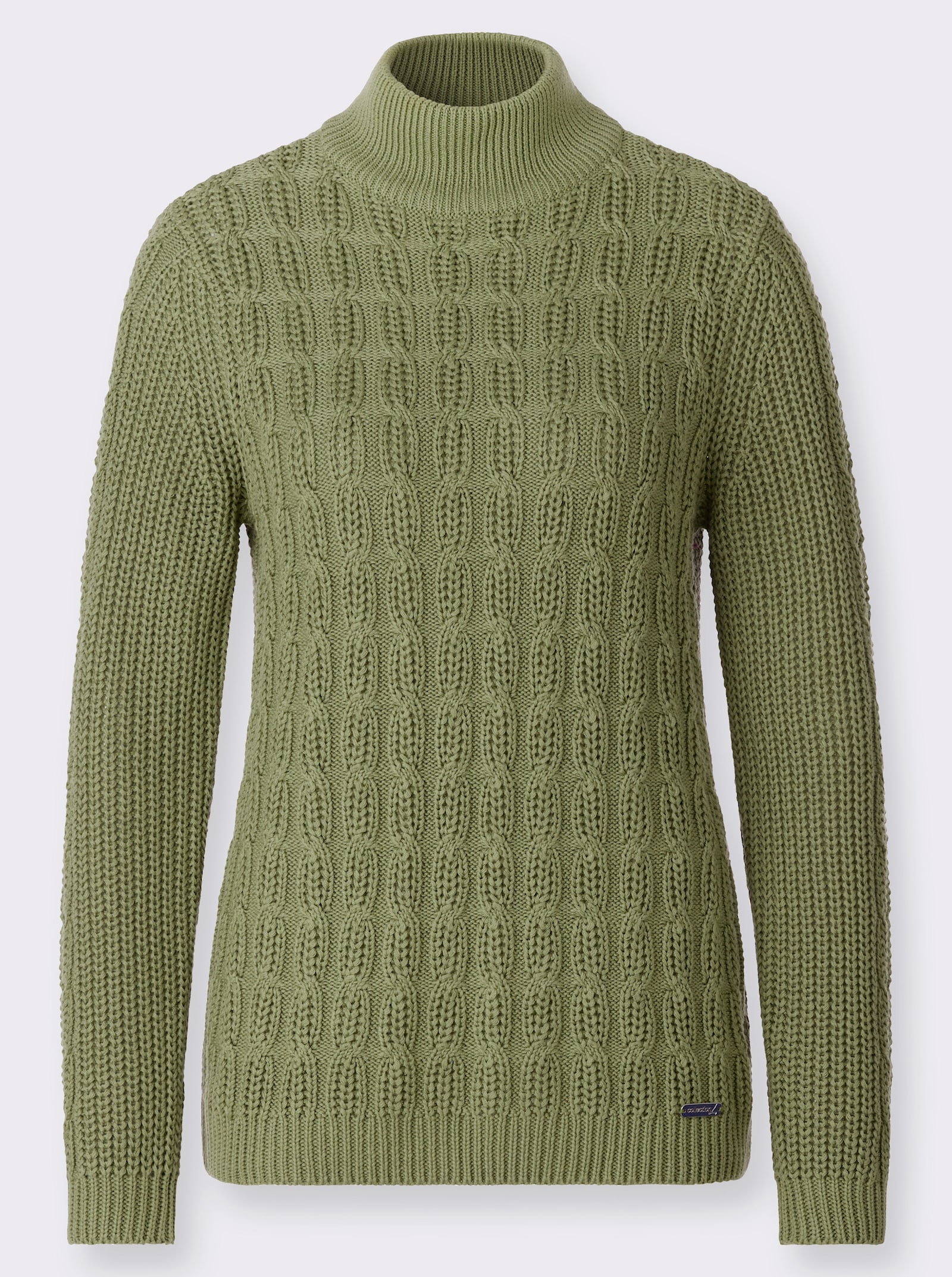 Stehkragenpullover mit elastischen Rippbündchen - schilf