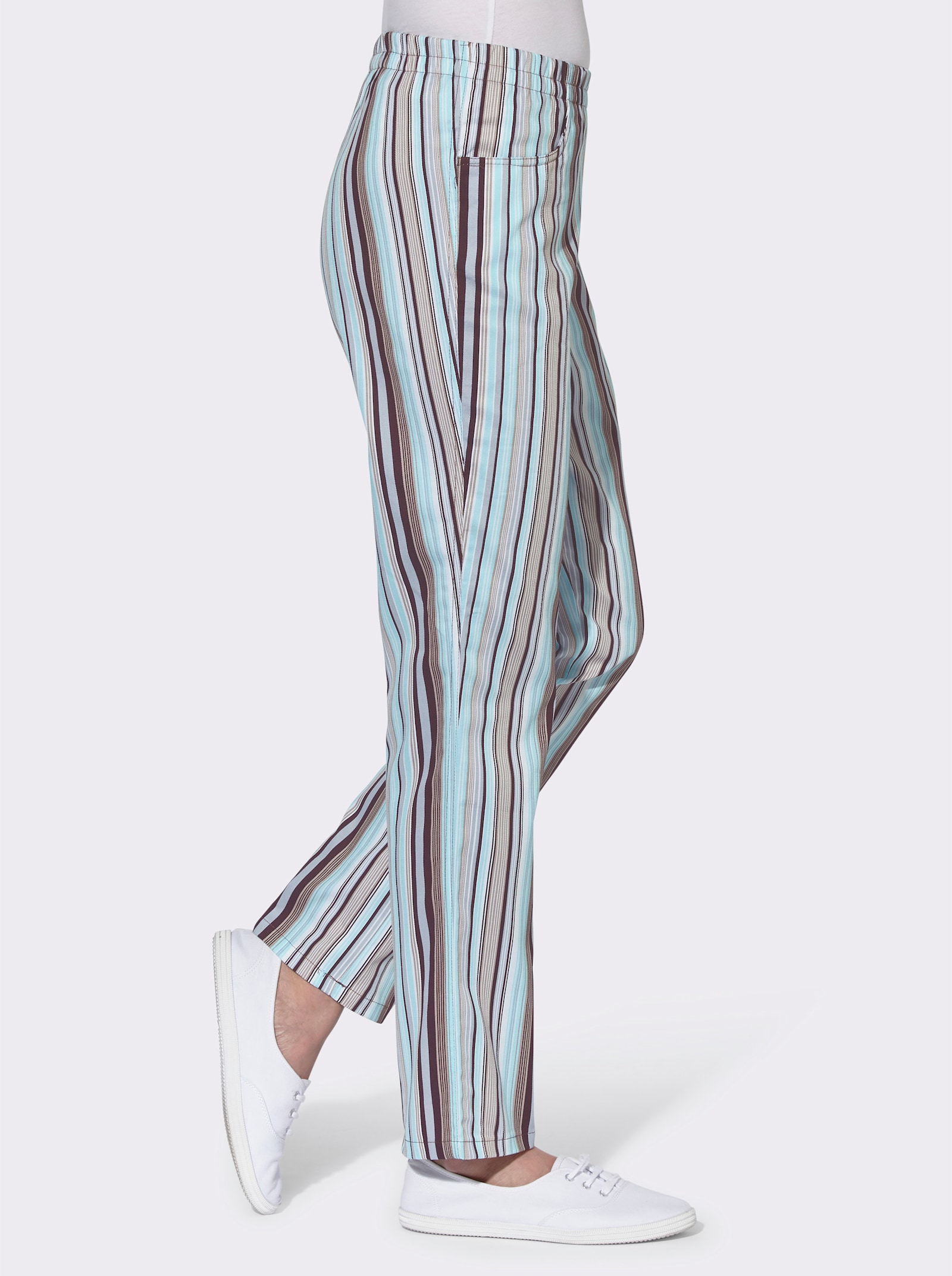 Schlupfhose aus Baumwolle - aqua-gestreift