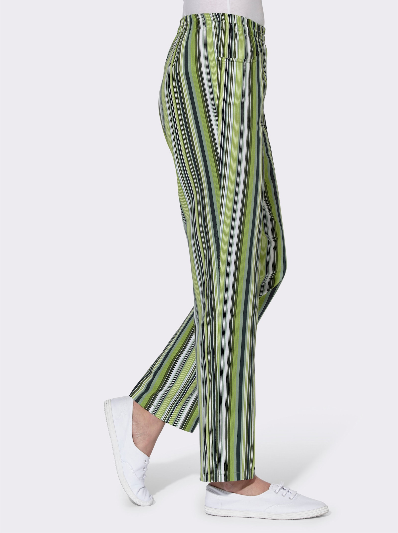 Schlupfhose aus Baumwolle - grün-gestreift