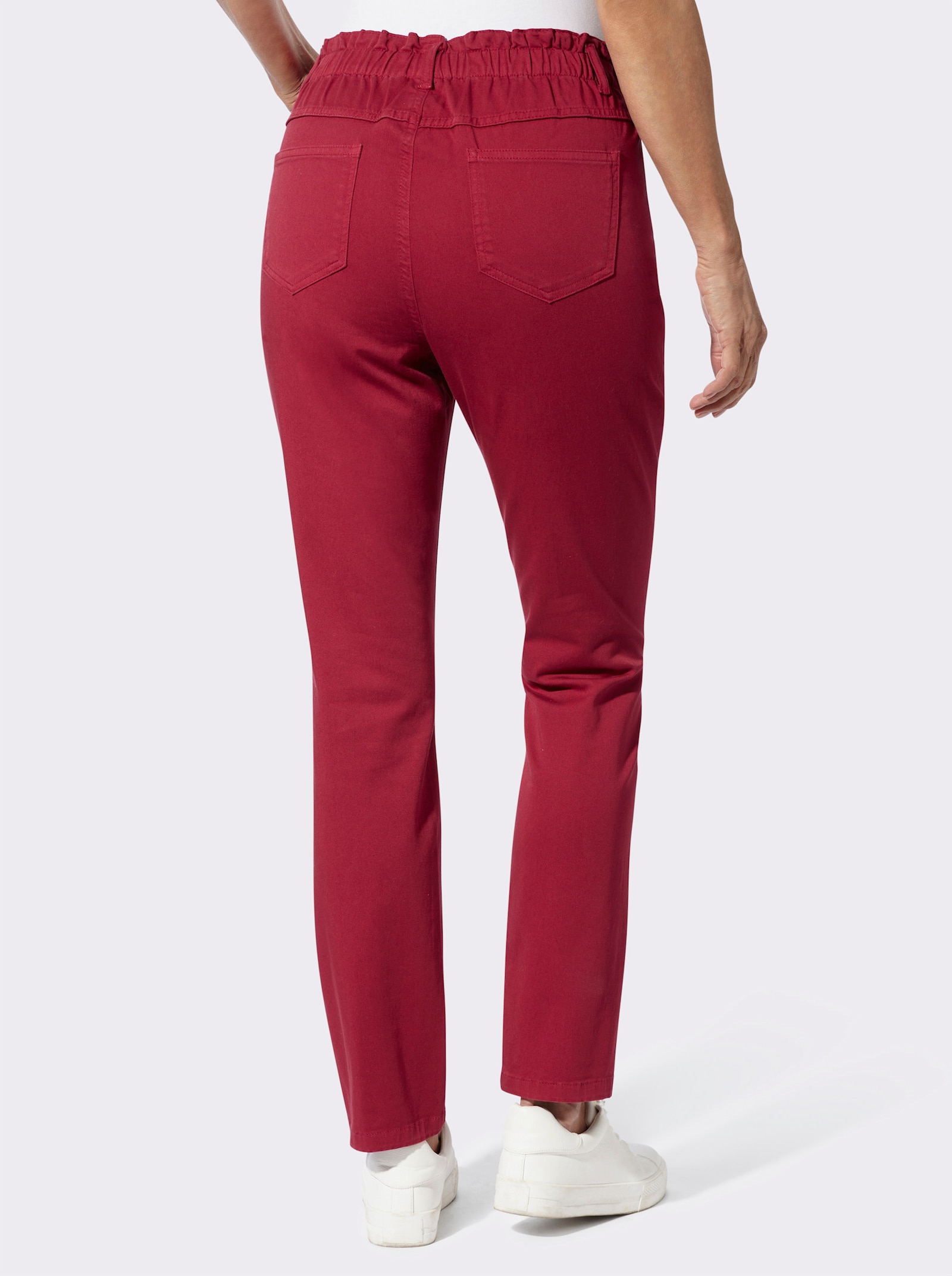 Jeans im Paperbag-Schnitt - kirsche