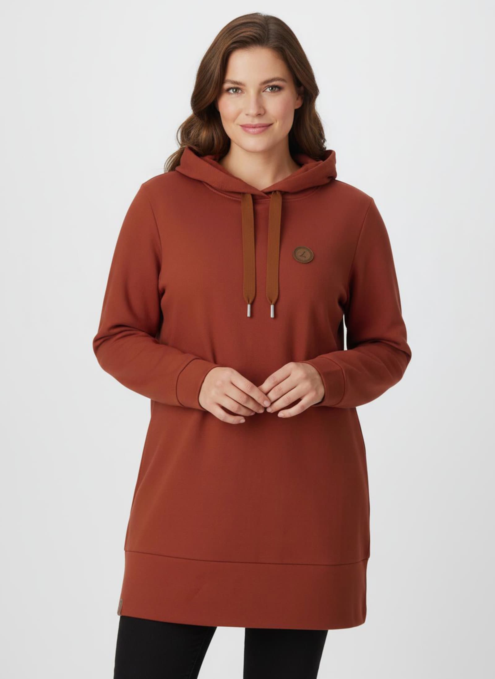 Longsweatshirt mit Kapuze - rostrot