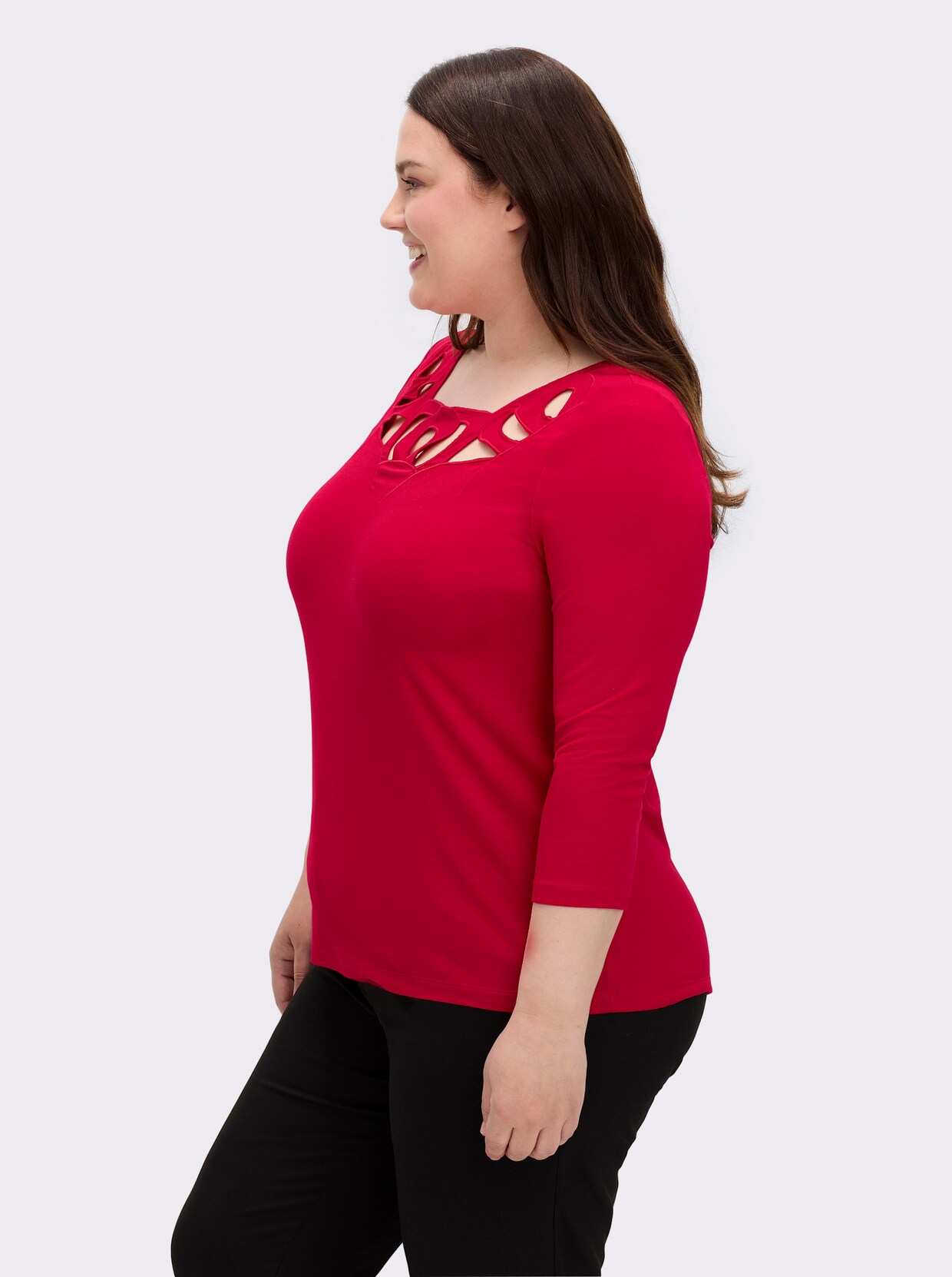 3/4-Arm-Shirt mit Cut-Outs - rot
