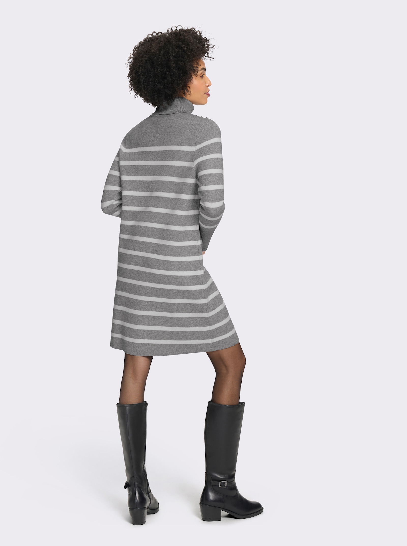 heine Strickkleid mit Ringelmuster - grau-ecru-gestreift