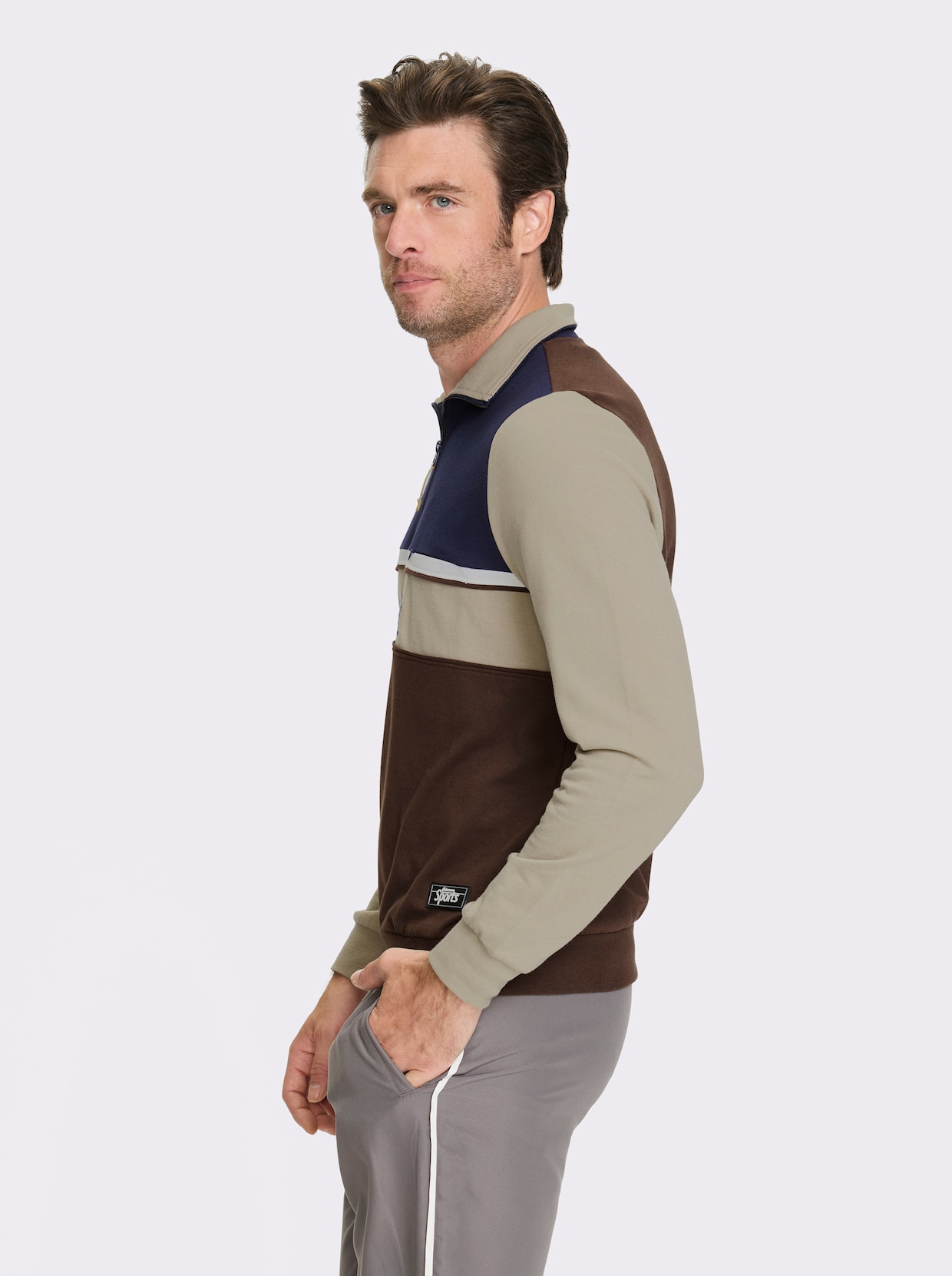 Catamaran Sports Sweatshirt mit Reissverschluss-Brusttasche - schlamm