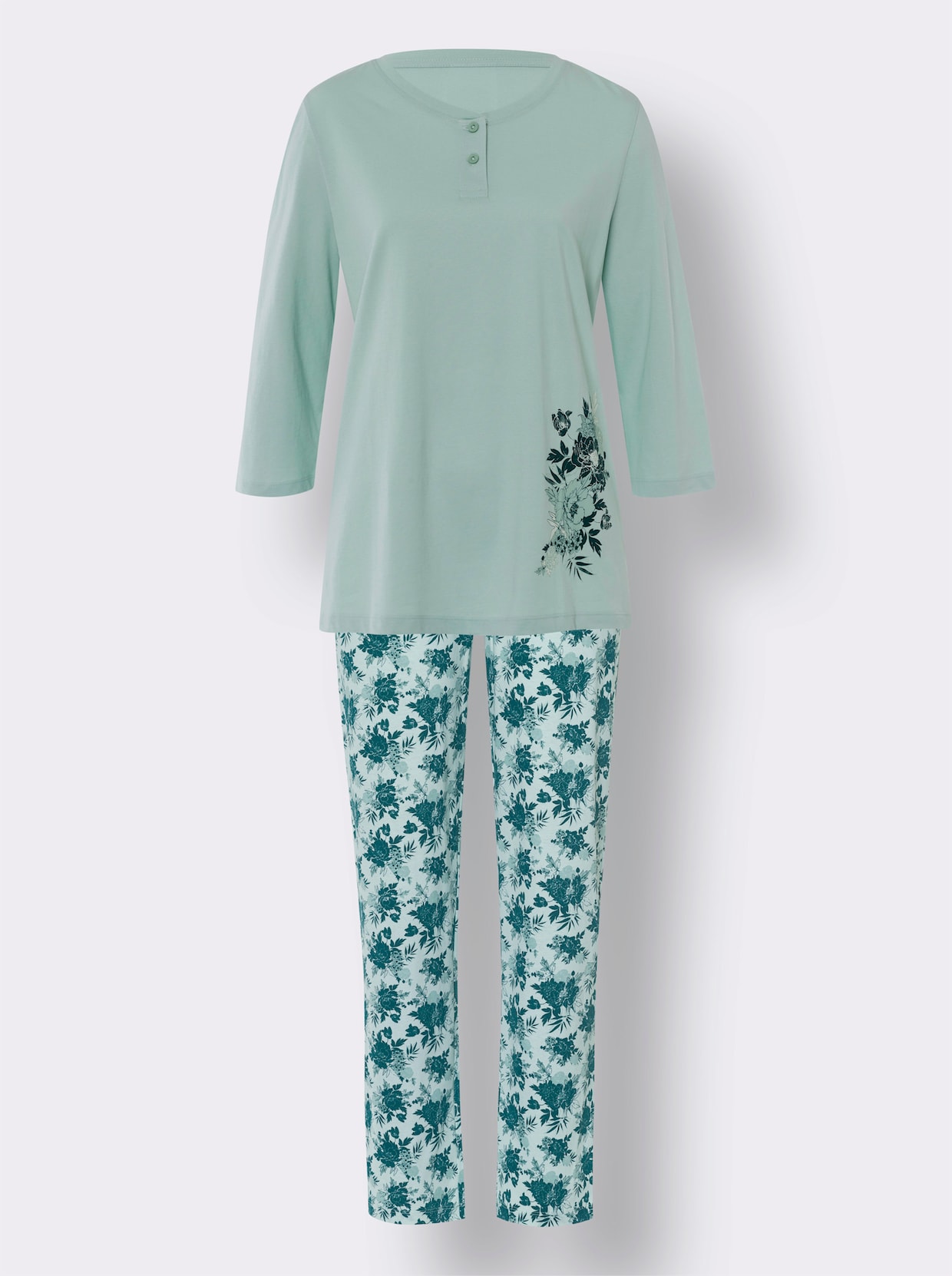 Pyjamas - ljus mint-petrol-tryck