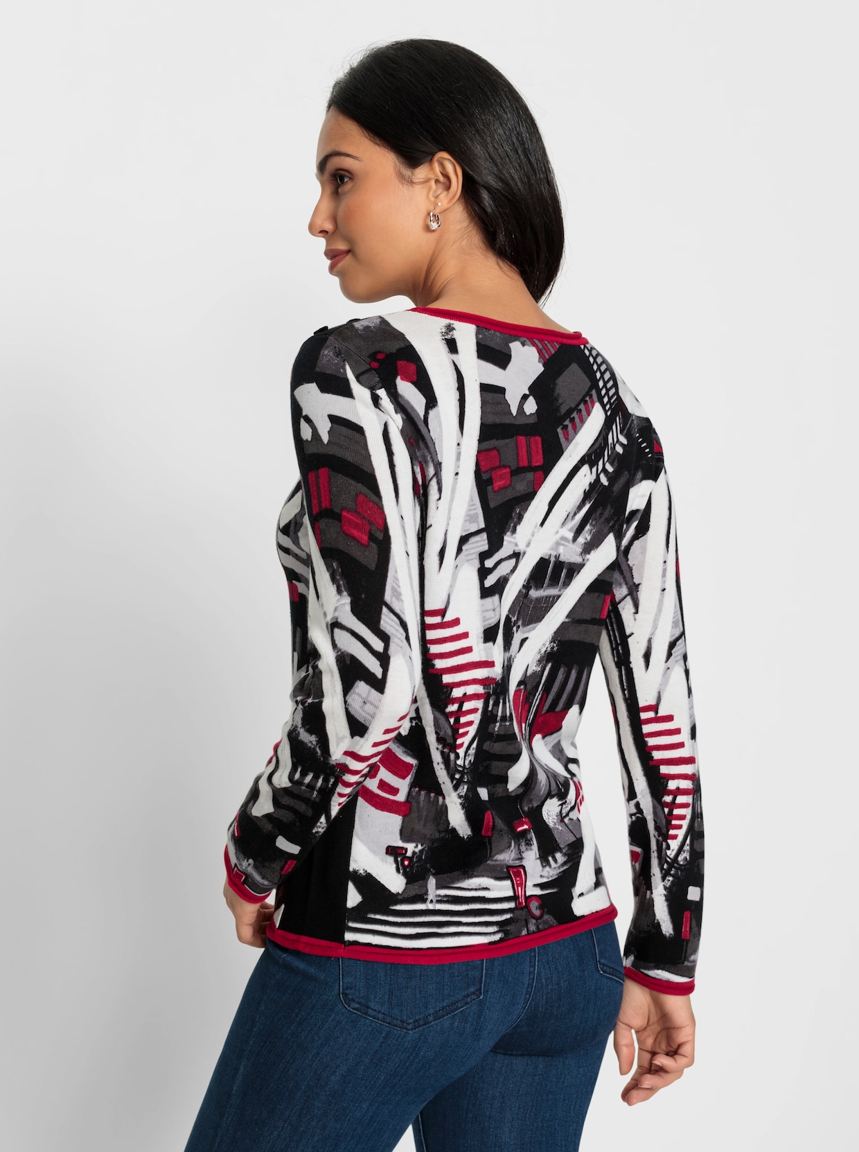 Pullover met lange mouwen - zwart/rood geprint