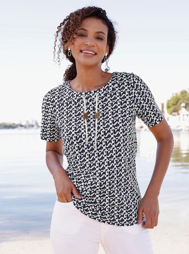 Shirt mit Druck - marine-ecru-bedruckt