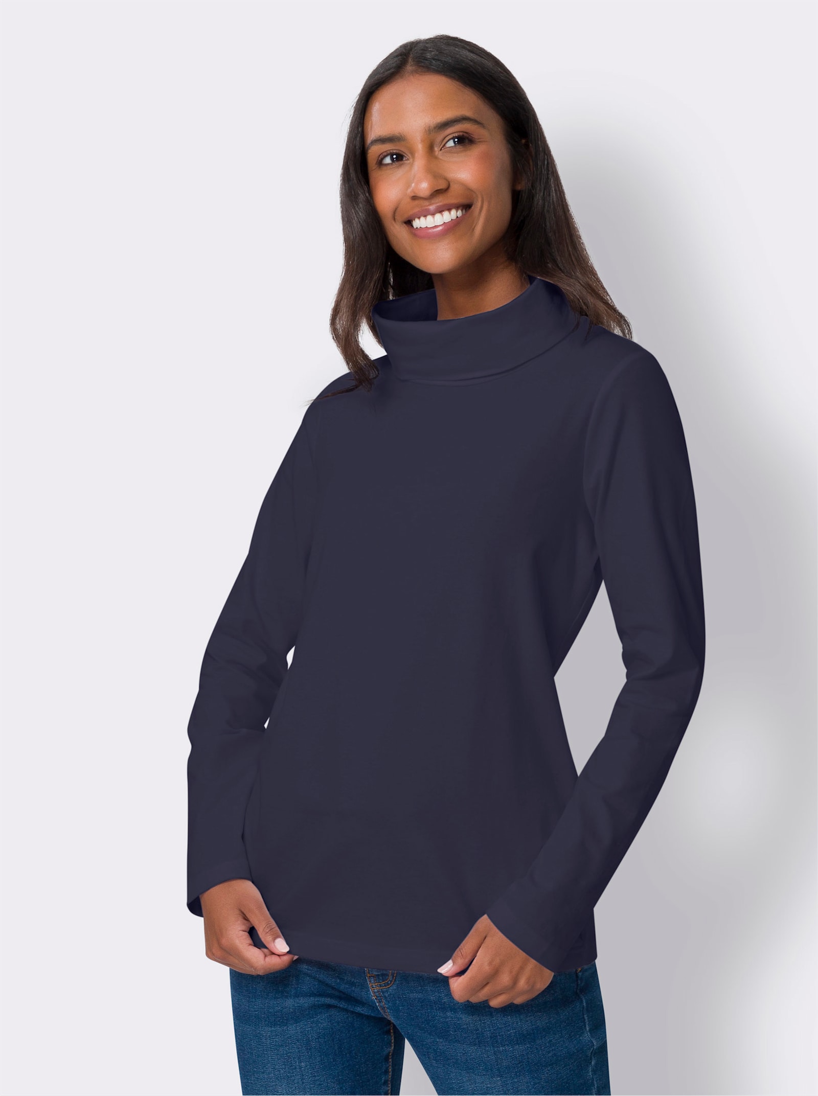 heine Shirt met lange mouwen en wijde rolkraag - marine