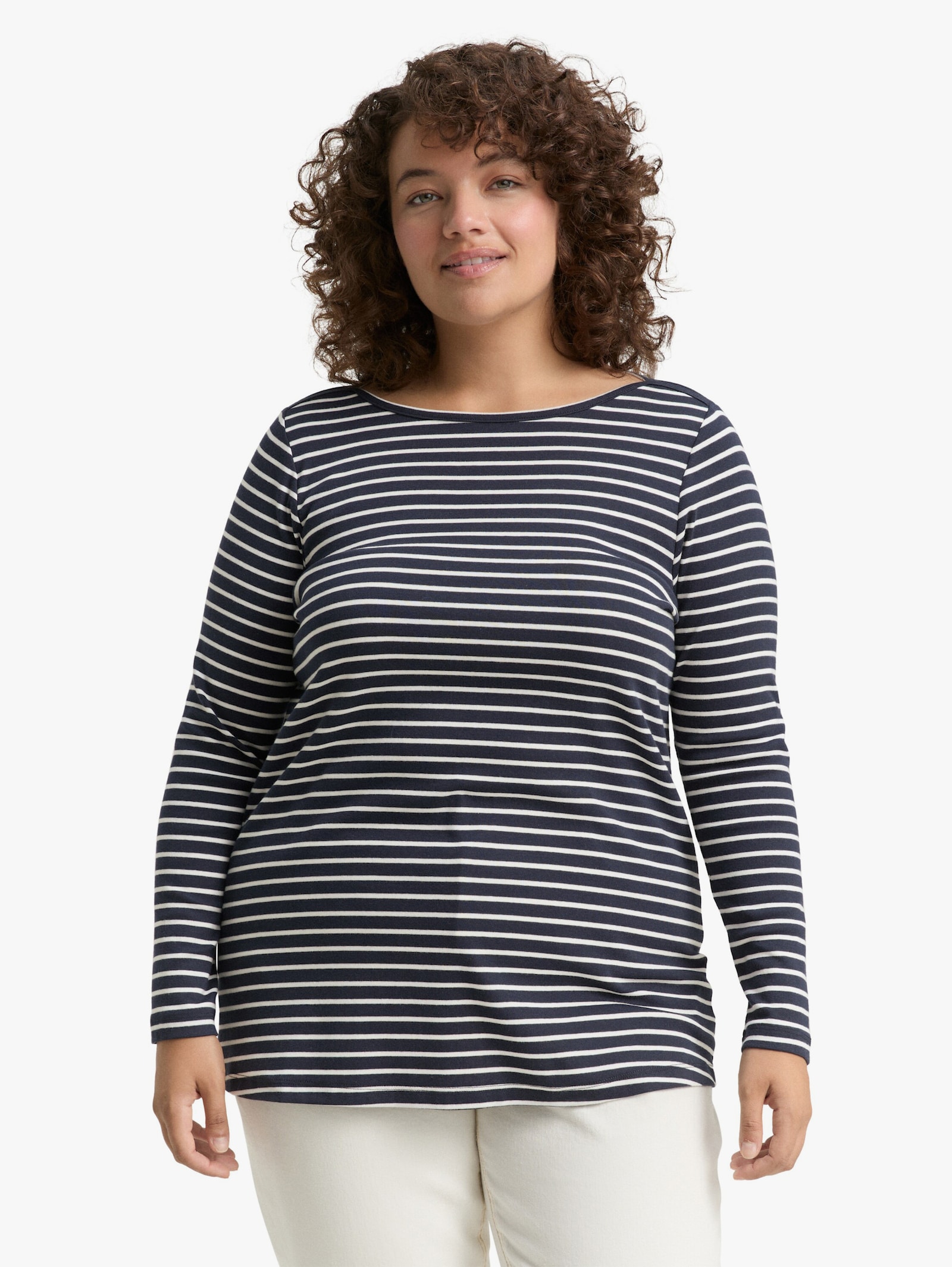 Langarmshirt - navy offwhite tee stripe