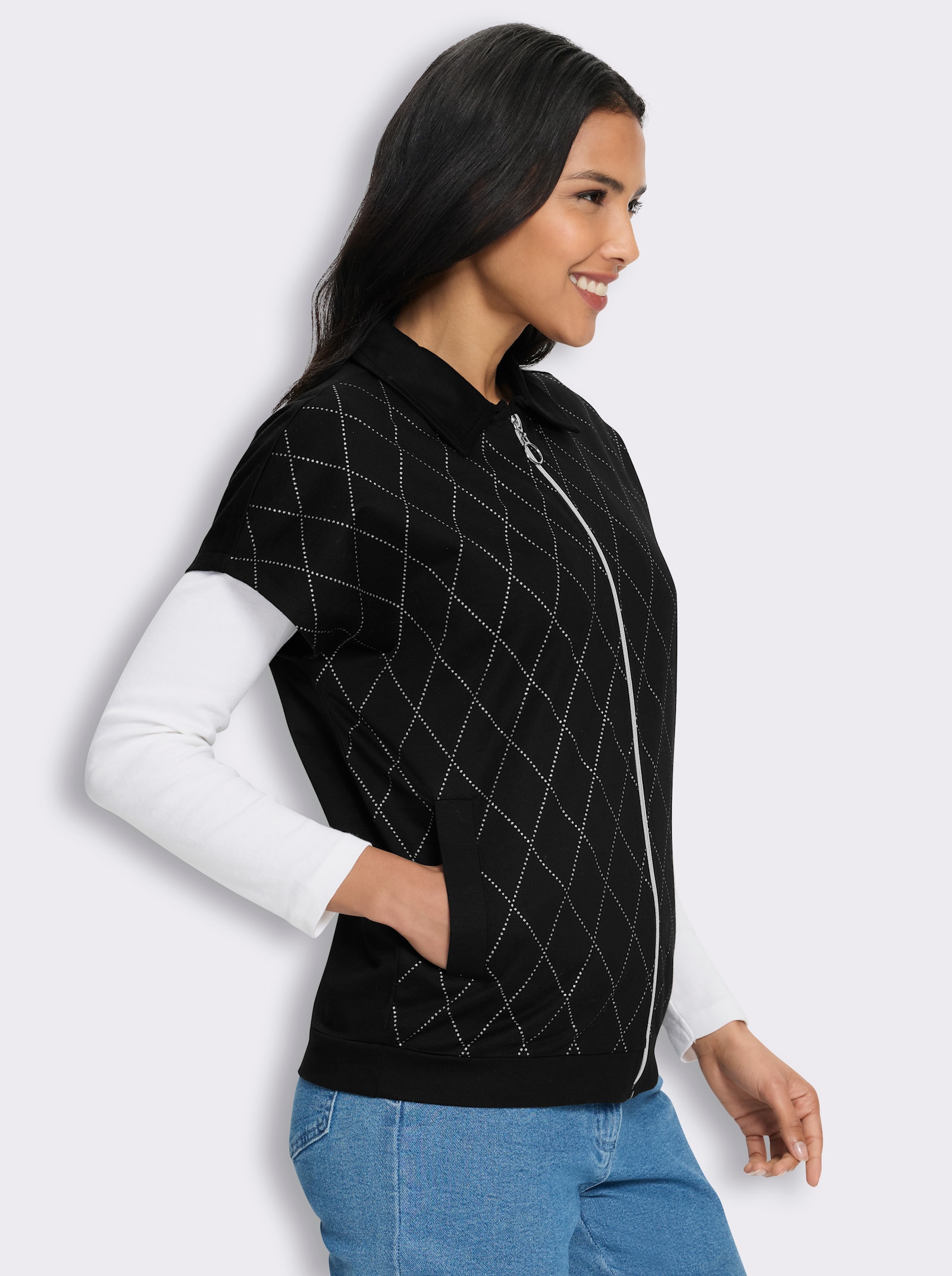 Sweatweste mit Folien-Druck vorne - schwarz