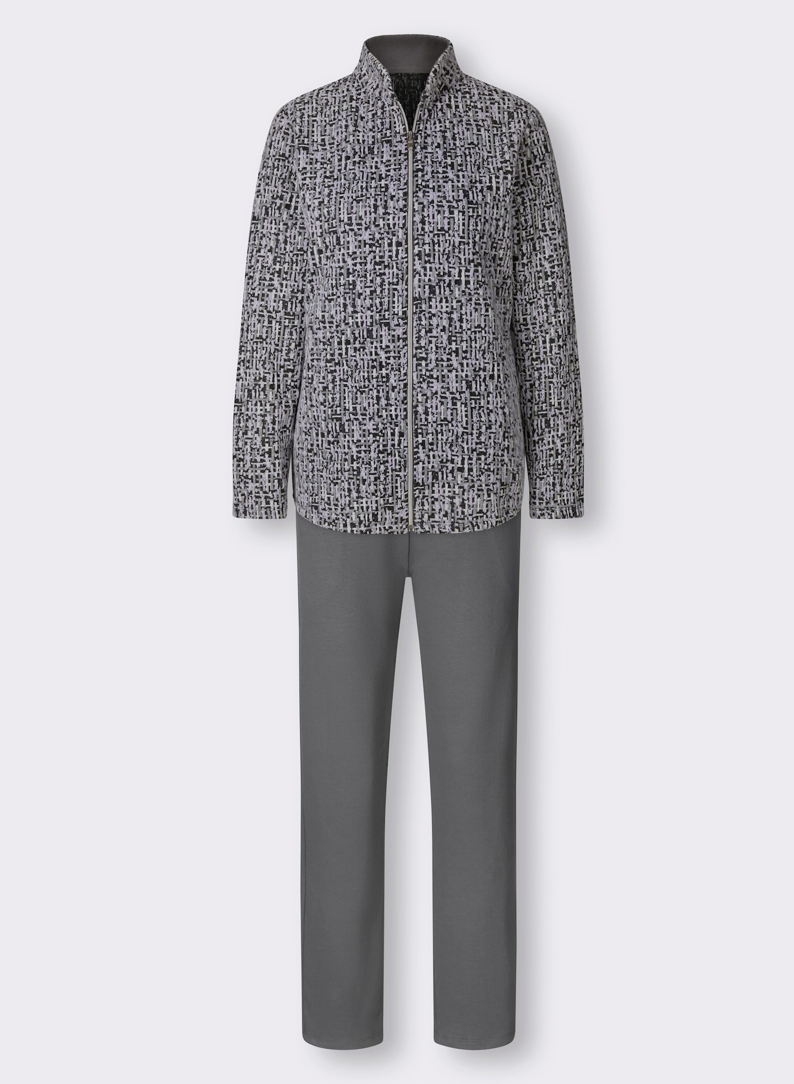 feel good Huispak - antraciet/paars gedessineerd