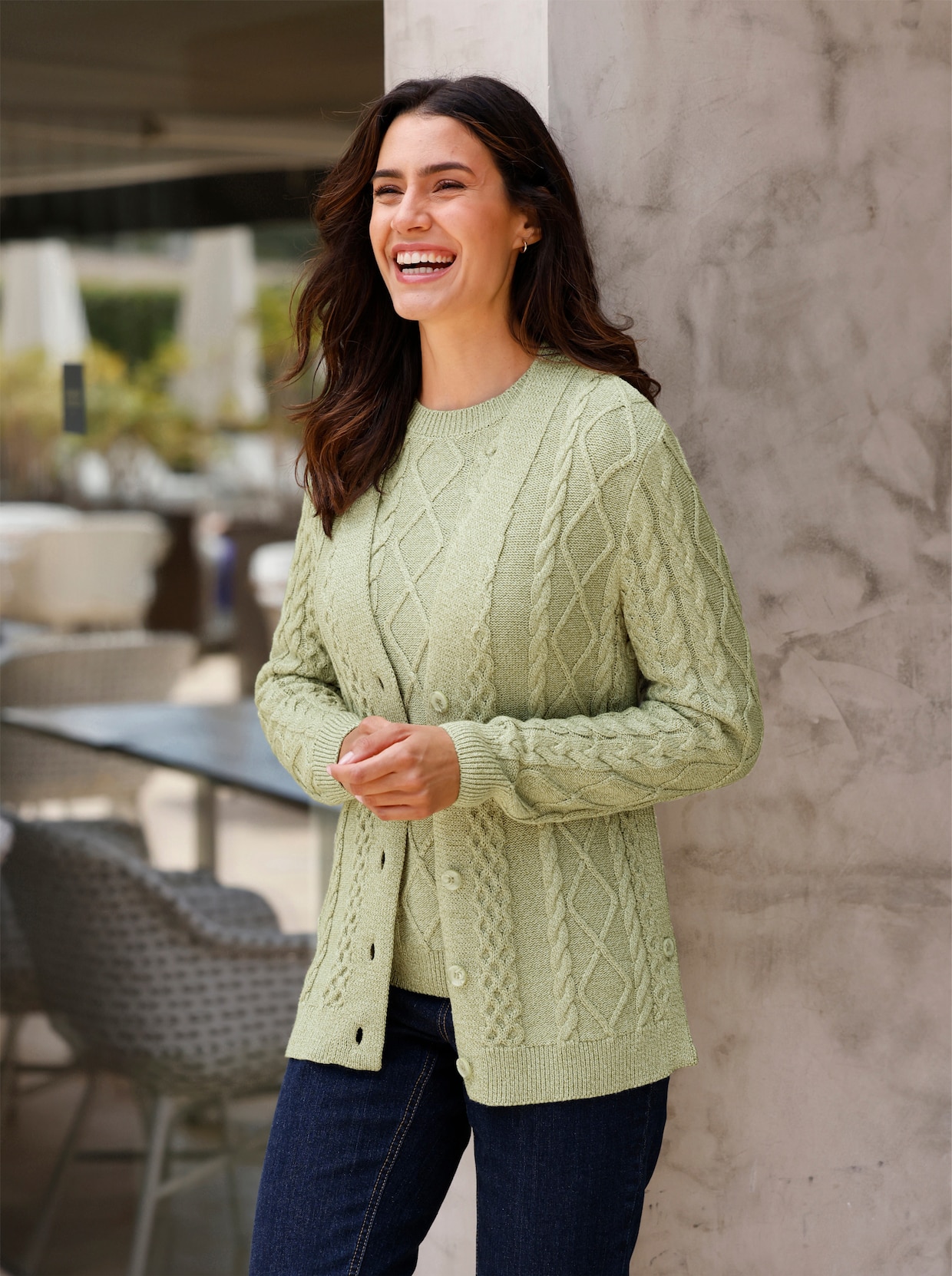 Strickjacke - schilf-meliert