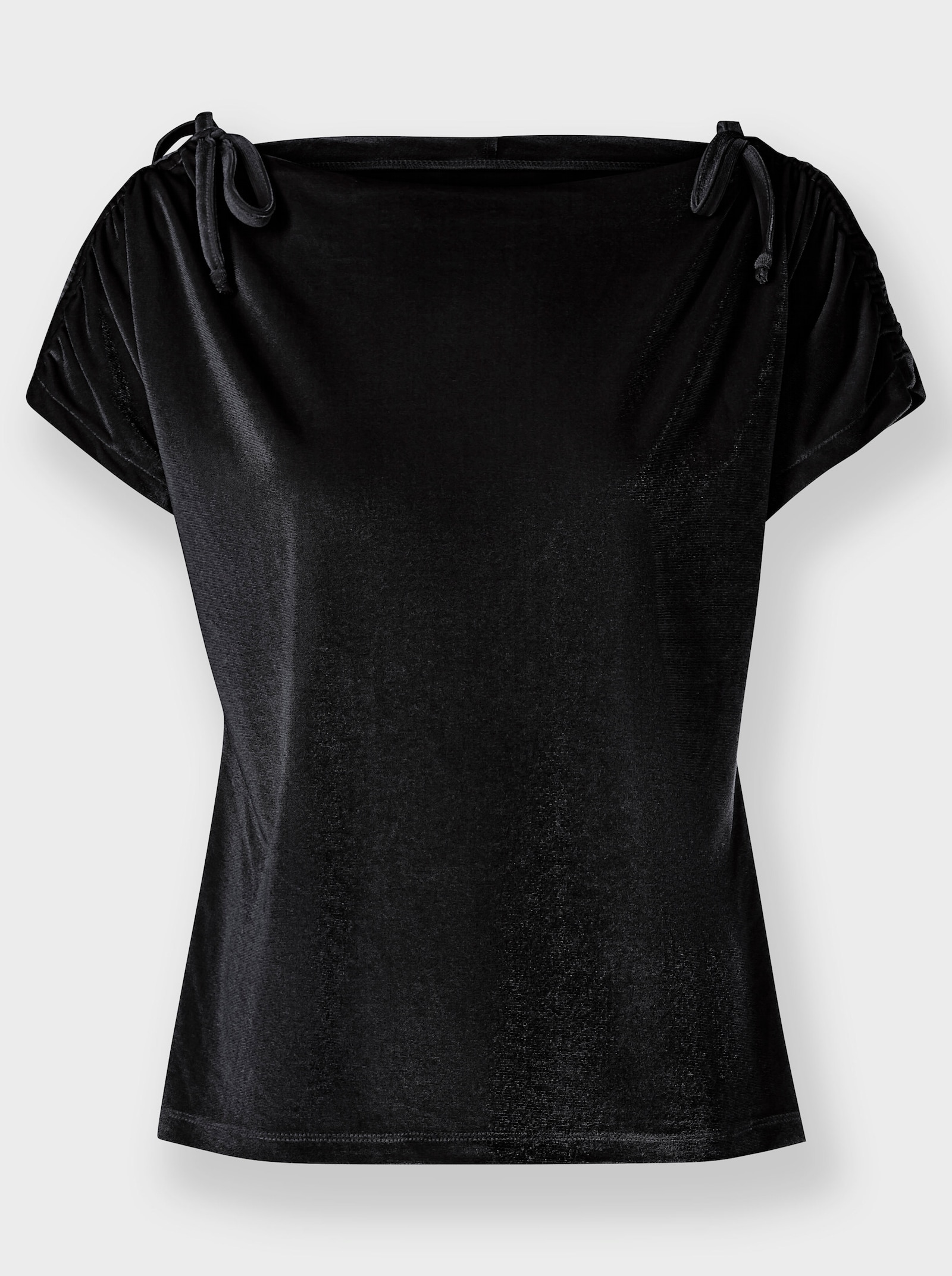 heine Kurzarmshirt mit geraffter Schulter - schwarz