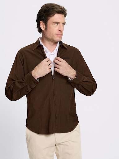 Marco Donati Langarmhemd in Microcord-Qualität - schoko