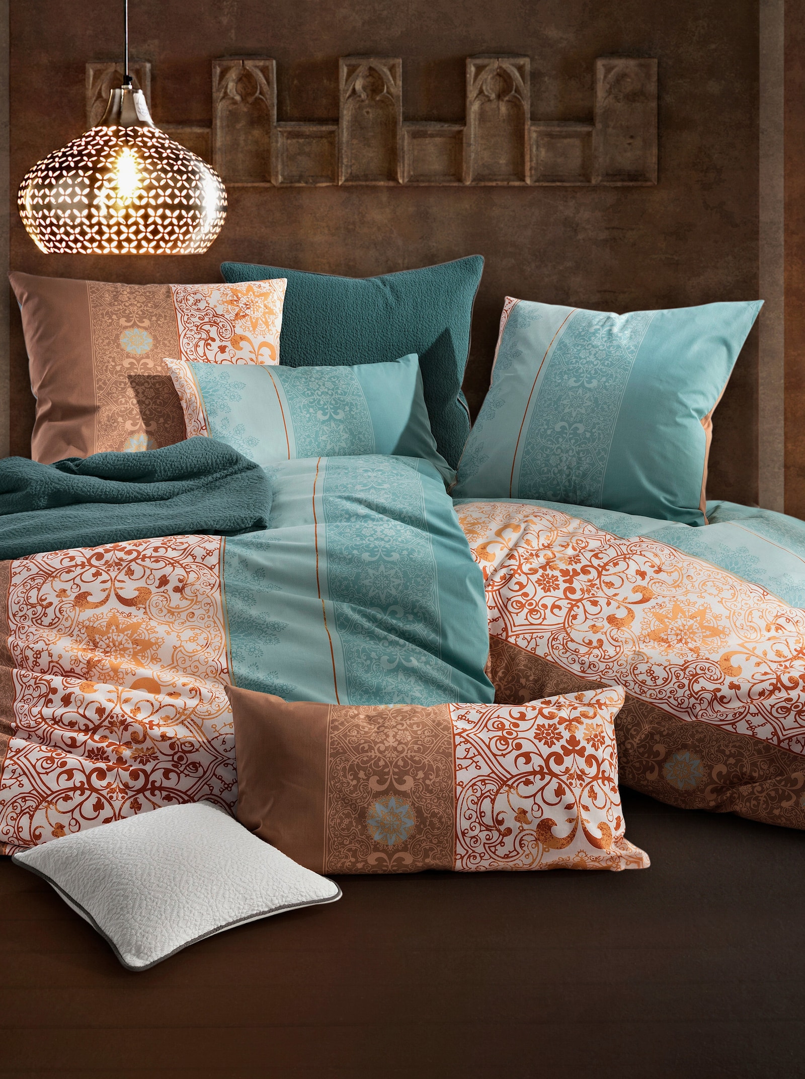 heine home Bedtextiel - terracotta/turquoise