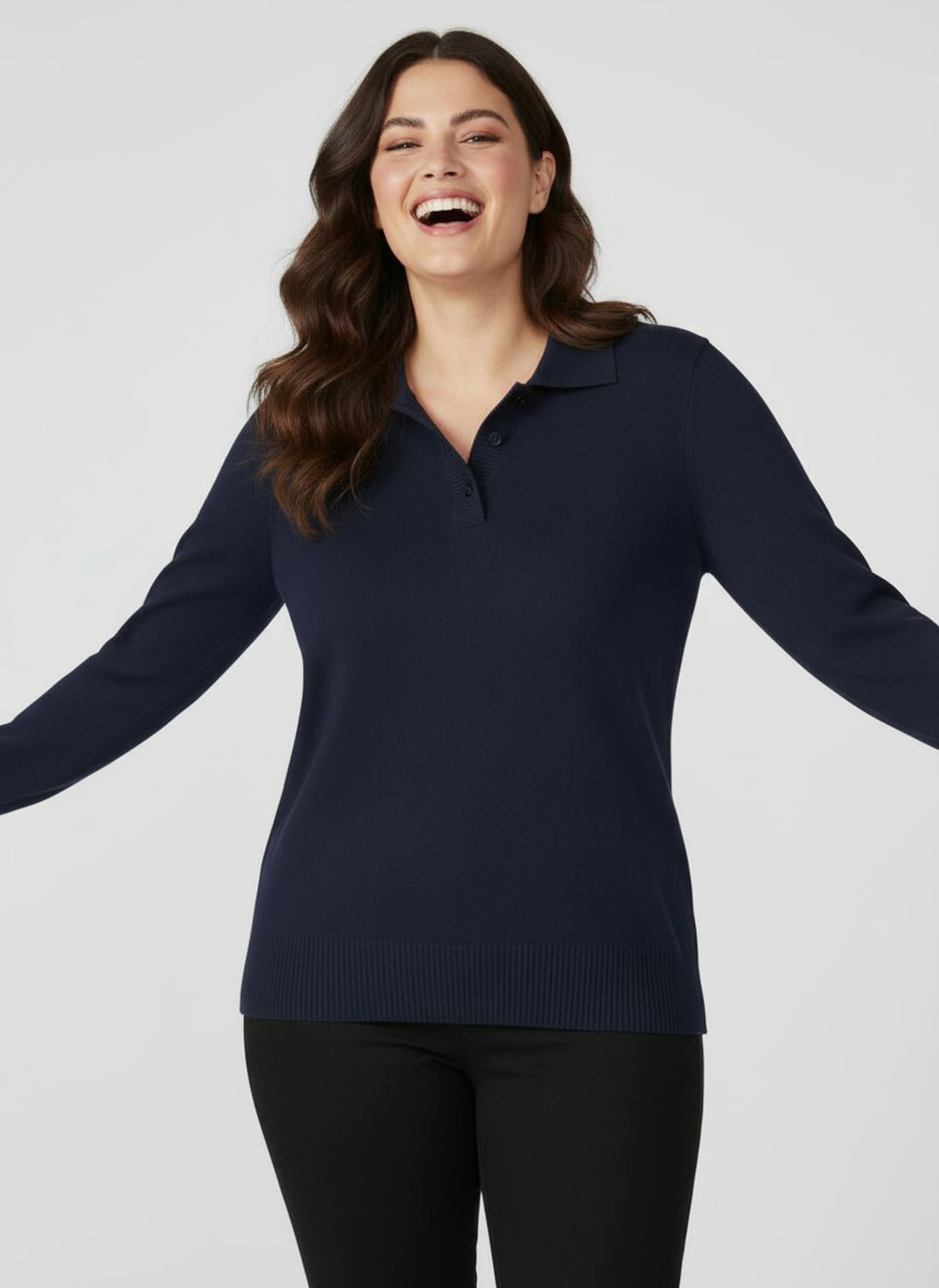 Polopullover mit kurzer Knopfleiste - marine