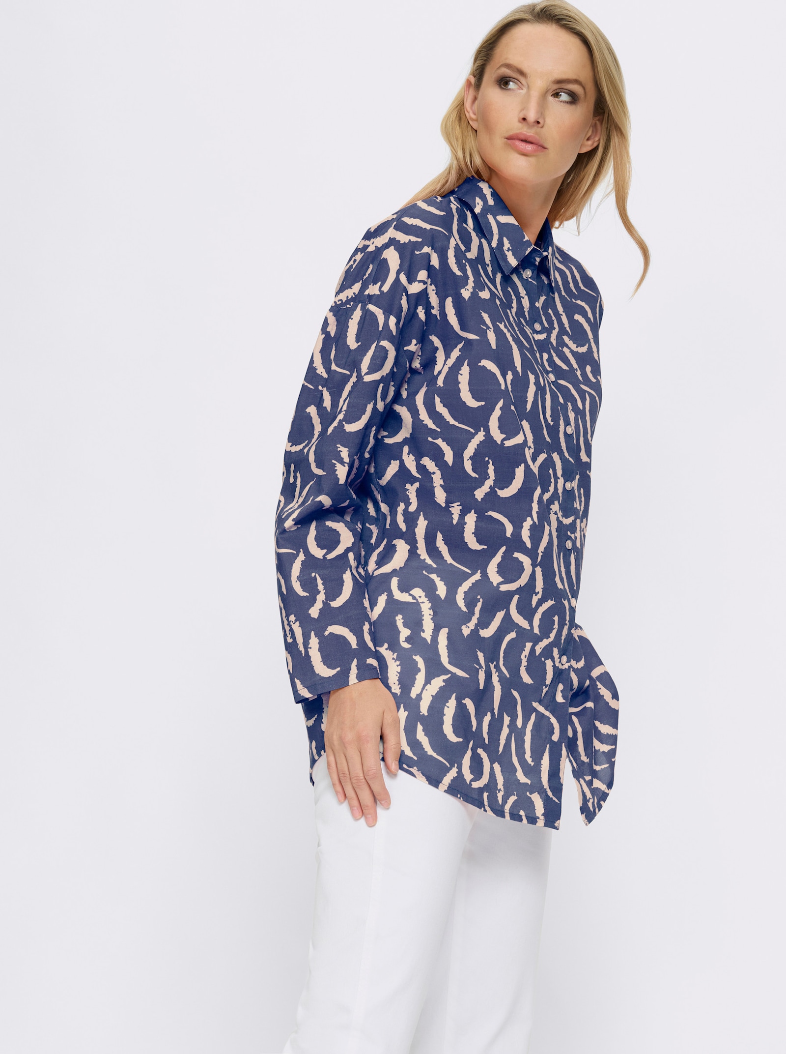 heine Chemisier imprimé à col chemise - bleu fumée-sable imprimé