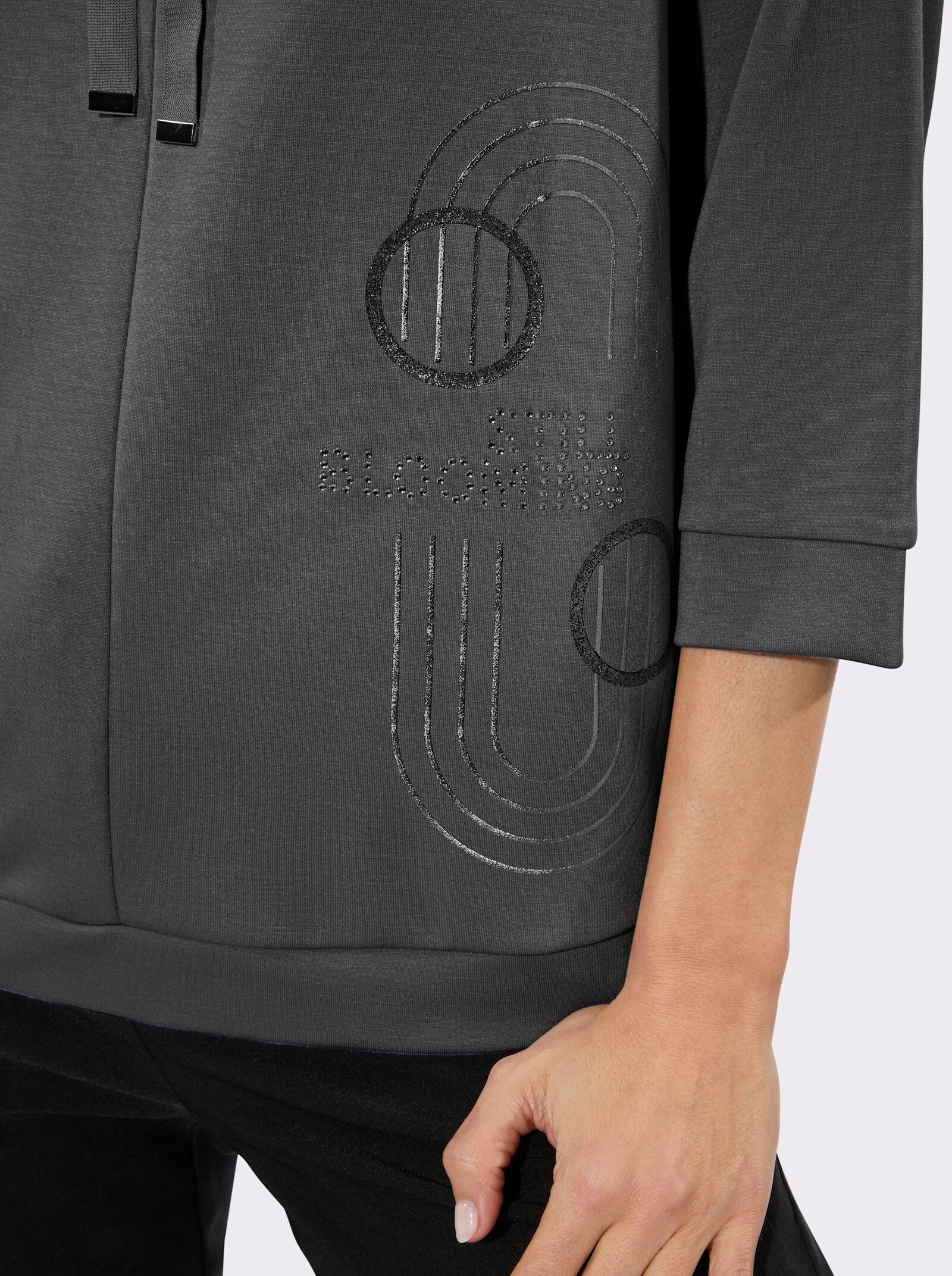 Sweatshirt mit glänzendem Druck - graphit