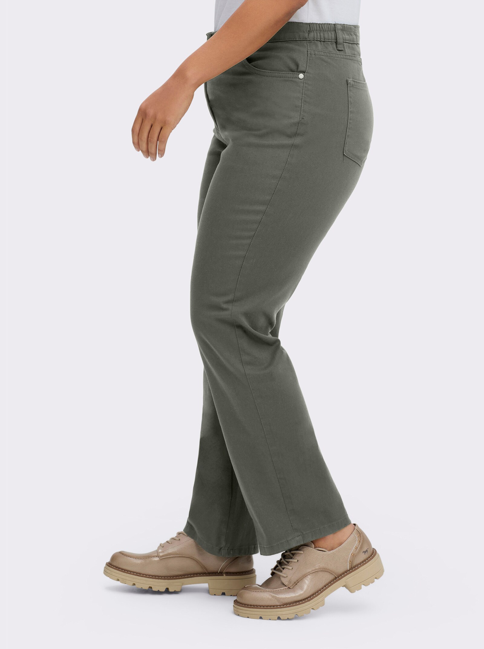 Stretch-Hose mit Nieten an den Taschen - schilf