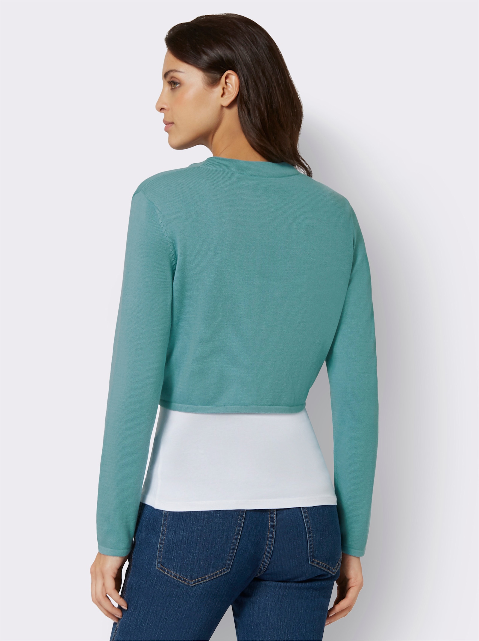 Boléro sans fermeture en qualité tricot fin - océan