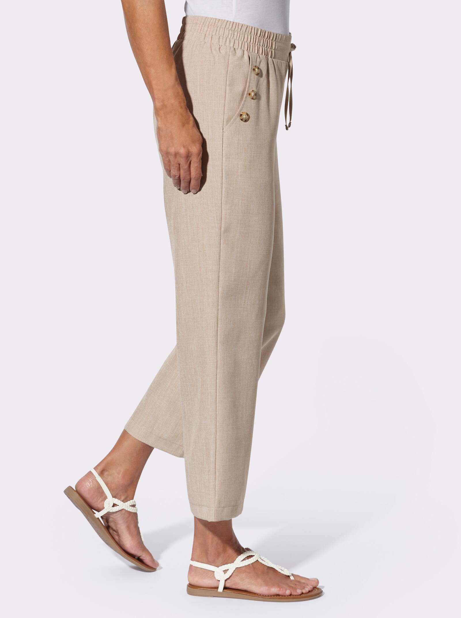 Culotte mit Knöpfen in Holz-Optik - beige