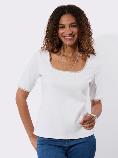 Spitzenshirt Mit Karree-Ausschnitt - ecru