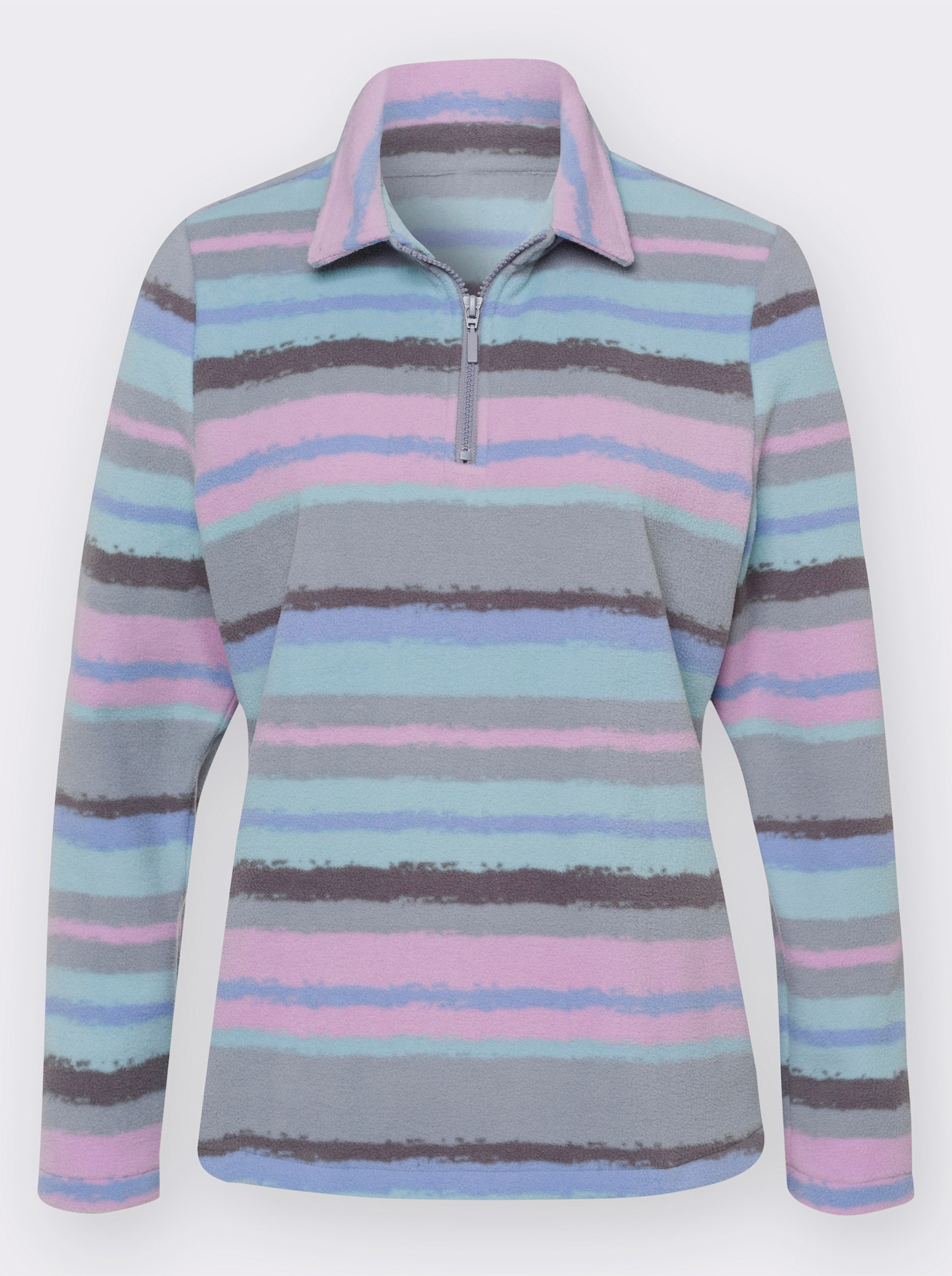 Fleecové tričko se zipem na límci - limetkovo-mátová-potisk