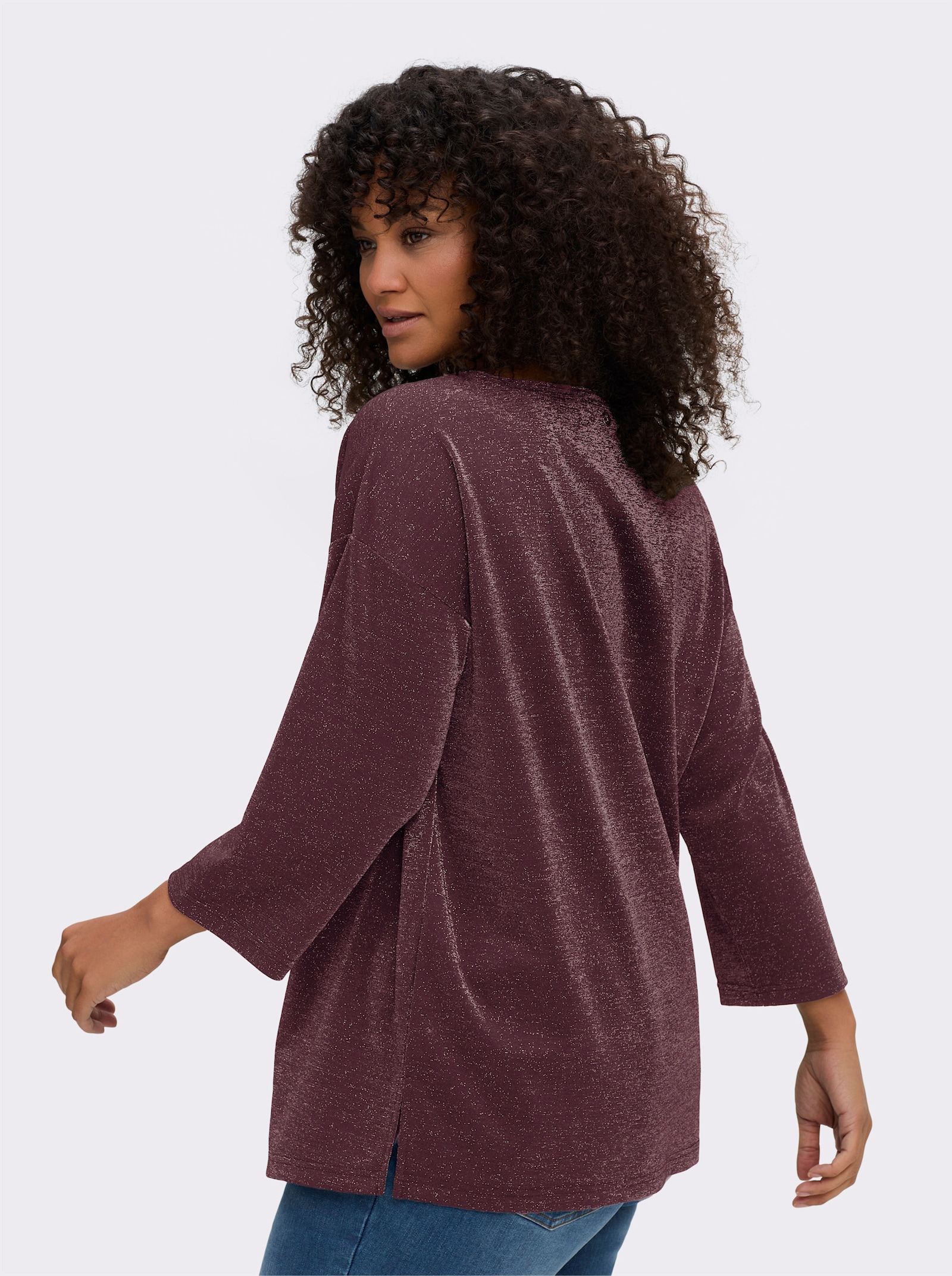 sheego Sweatshirt aus Glitzergarn - burgund