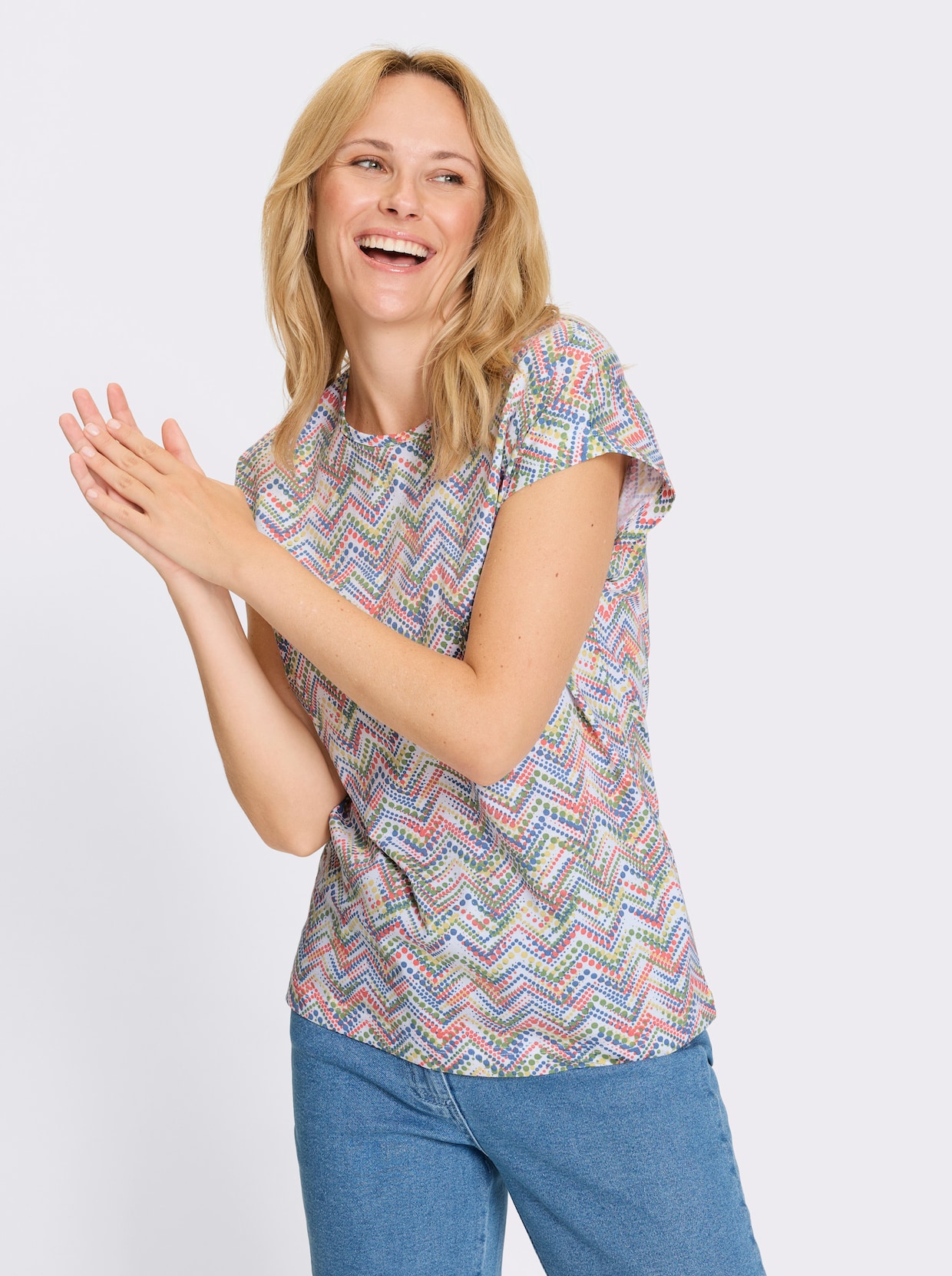 Print-Shirt - eucalyptus-koralle-bedruckt