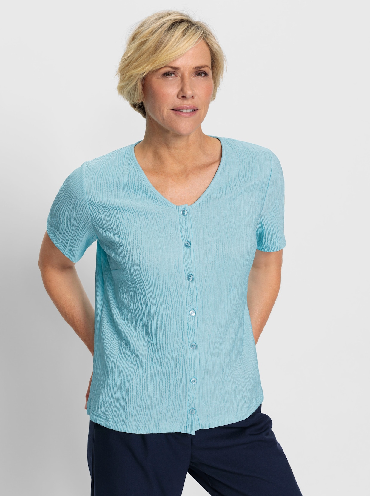 Jersey-Bluse - aquamarin