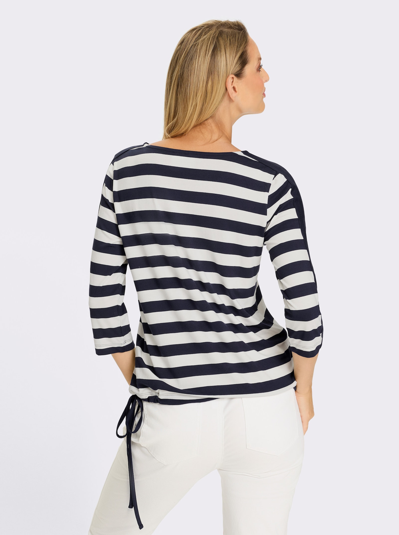 heine T-shirt rayé avec inscription - marine-blanc à rayures fines