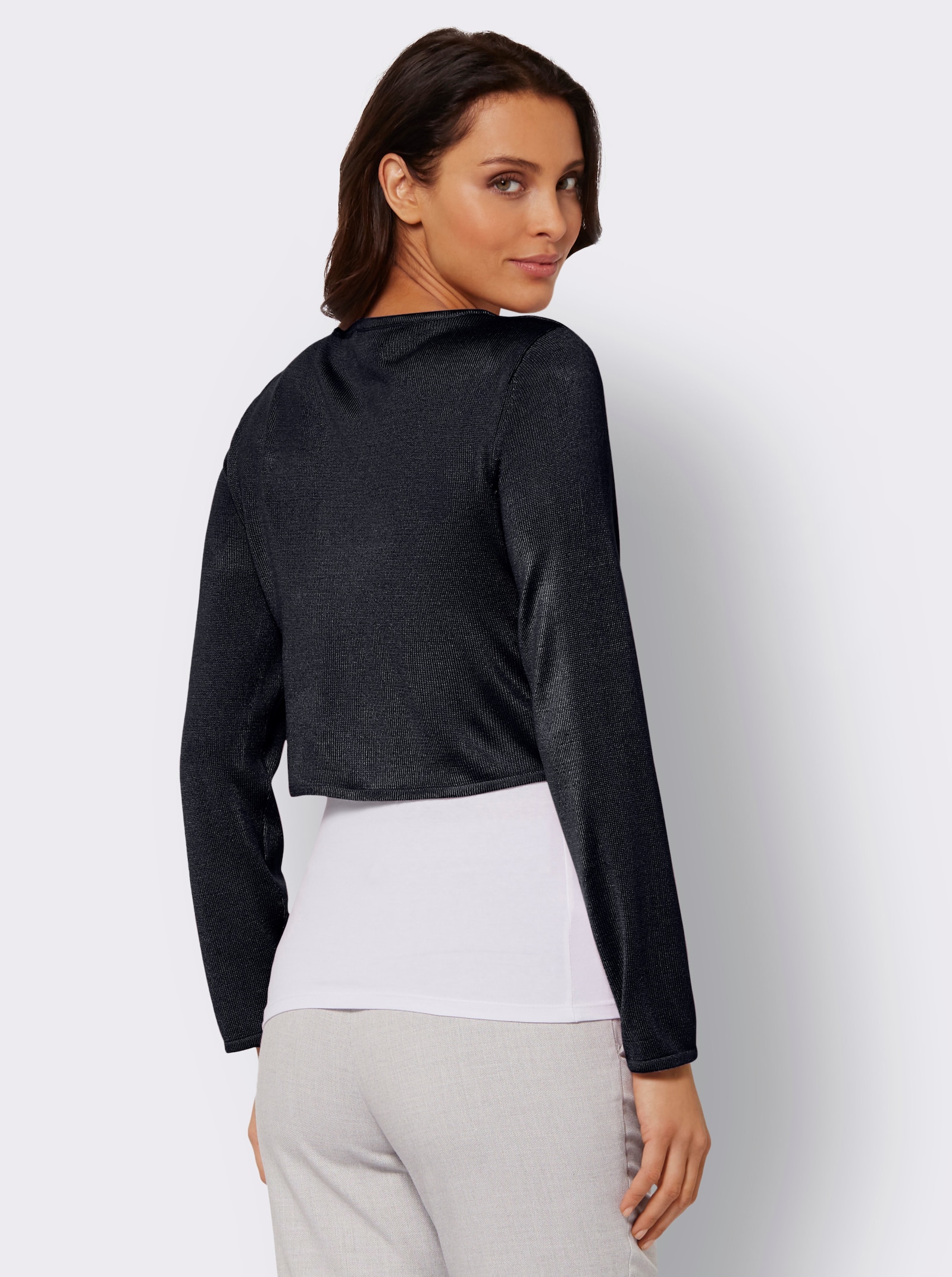 Bolero mit Chiffon-Volants - marine