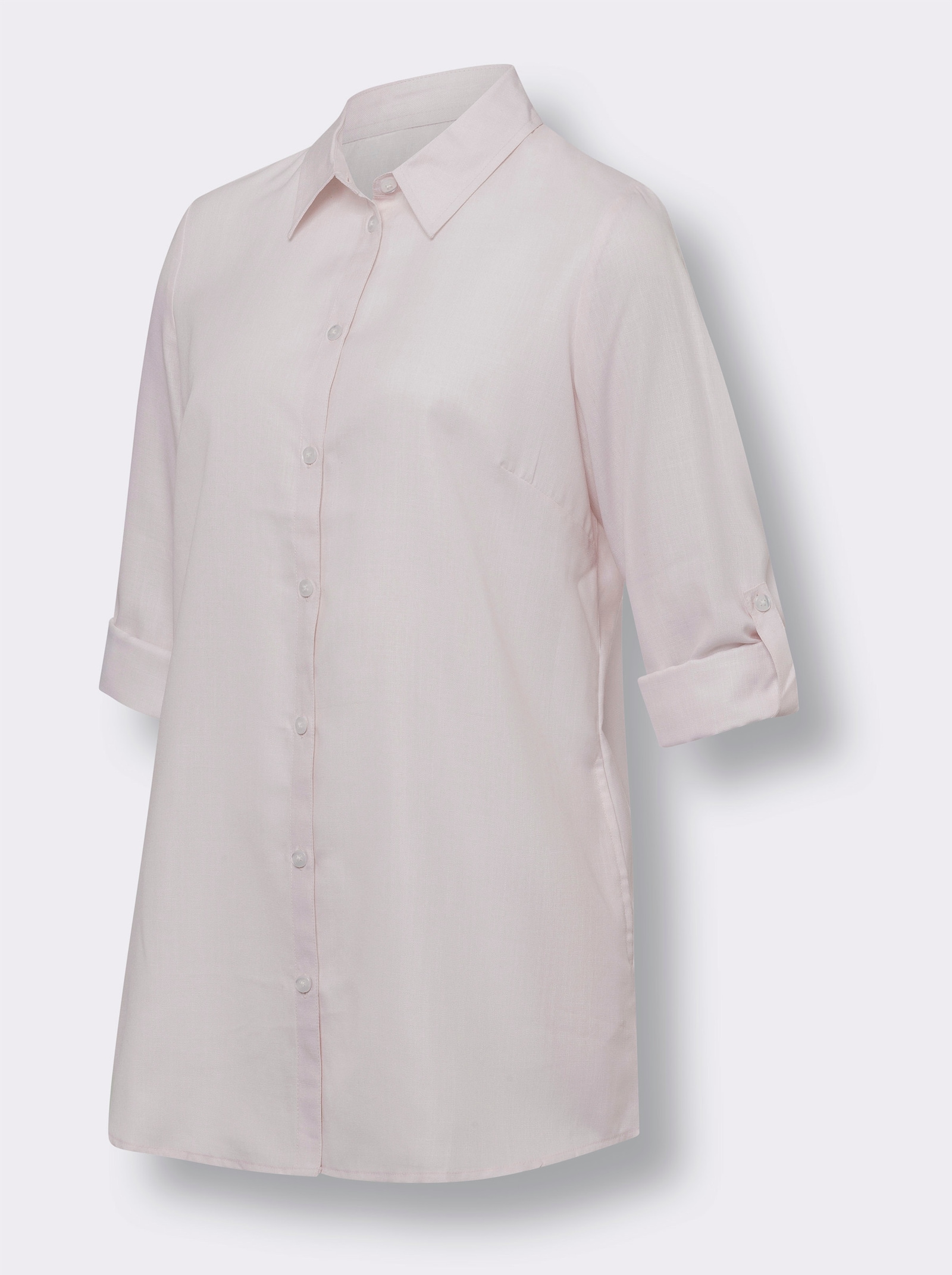 Longbluse in Leinen-Optik - hellrosé