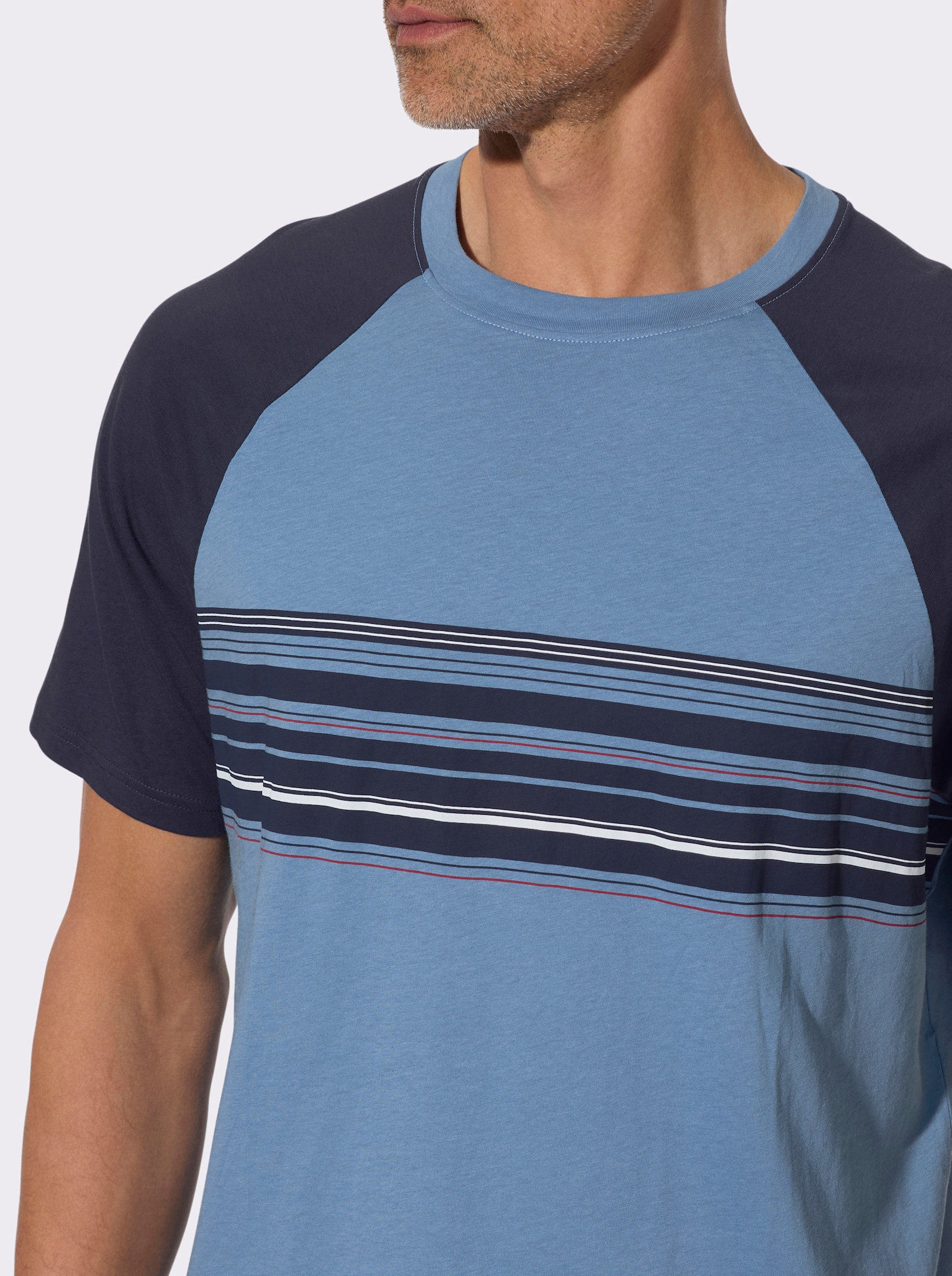 Shorty mit Streifen-Druck - marine/middenblauw