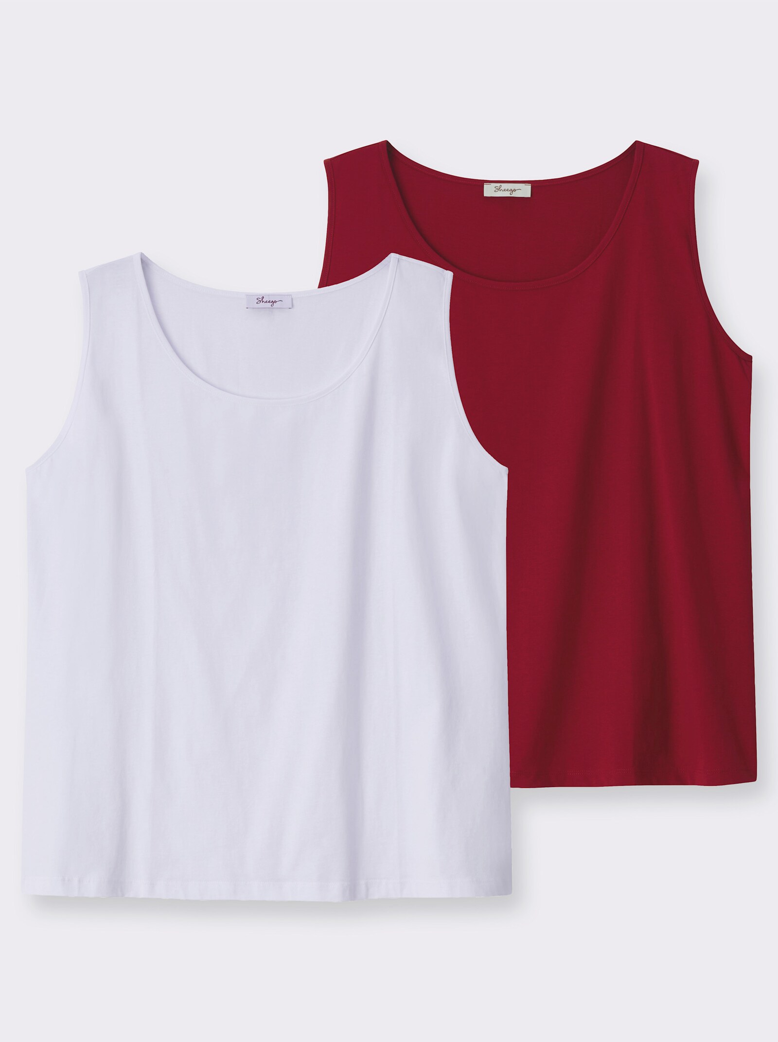 sheego Tanktop im Doppelpack - kirsche-weiß