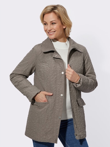 Steppjacke in Velours-Qualität - taupe