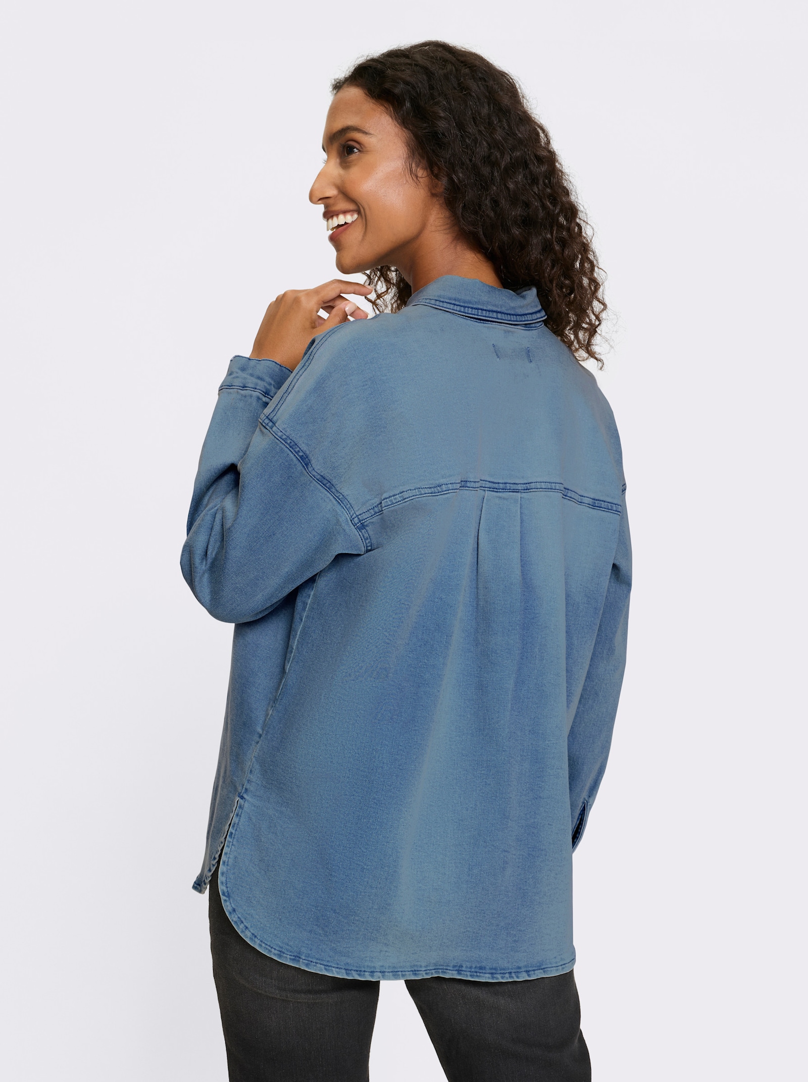 heine Jeansbluse mit Seitenschlitzen - blue-bleached