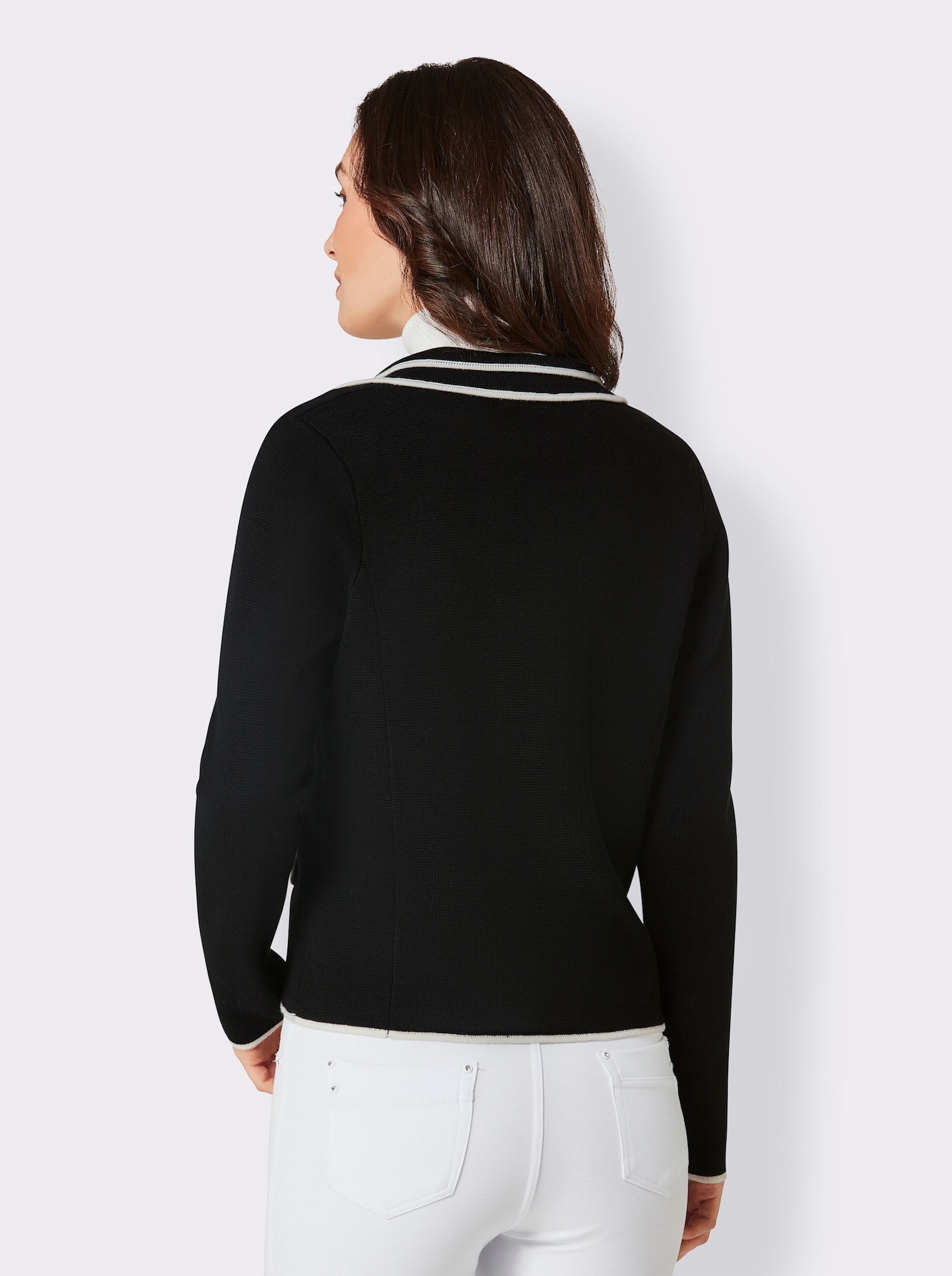 CREATION L PREMIUM Strickjacke aus reiner Merino-Wolle - schwarz