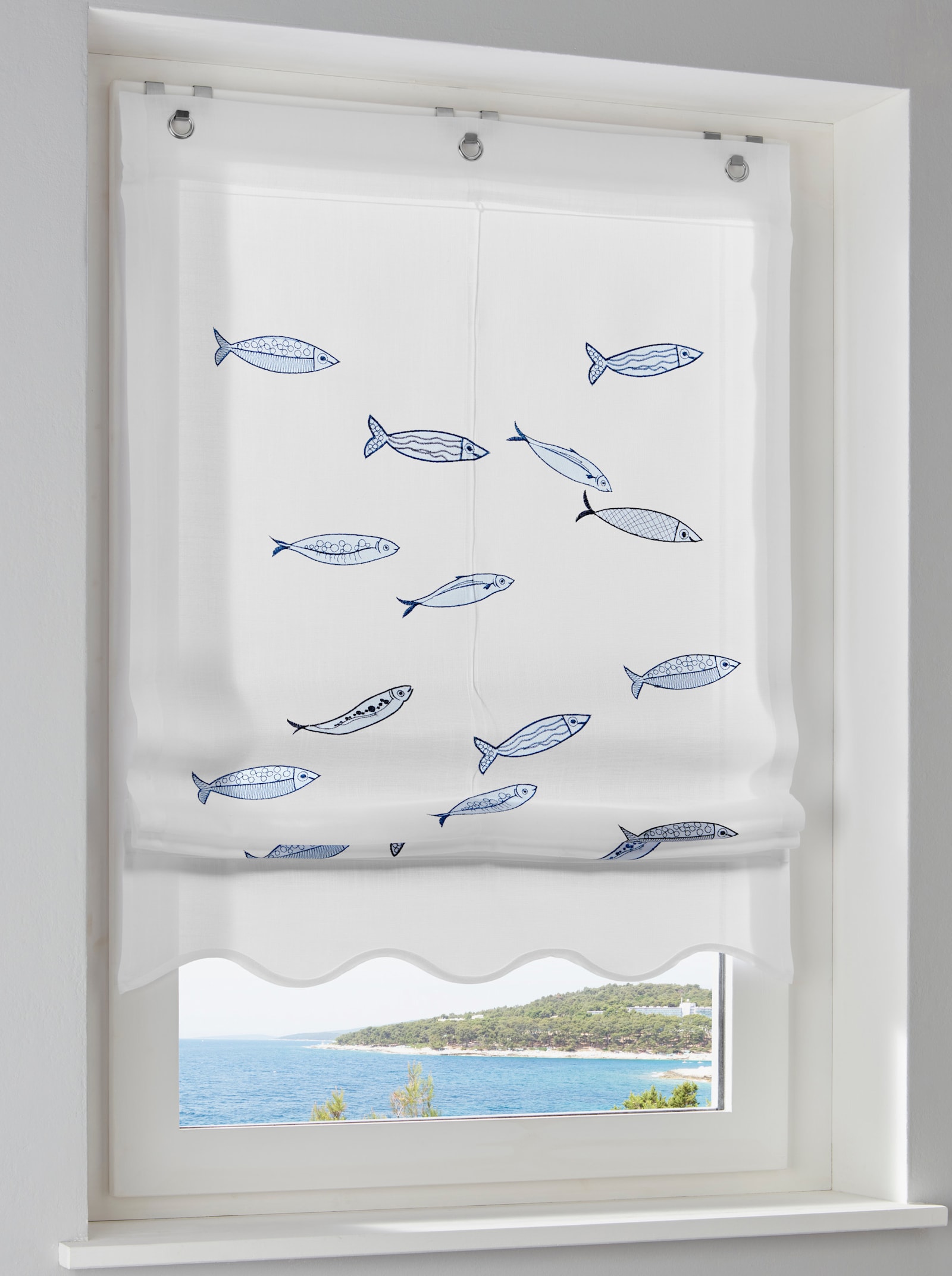 heine home Raffrollo - weiß-blau